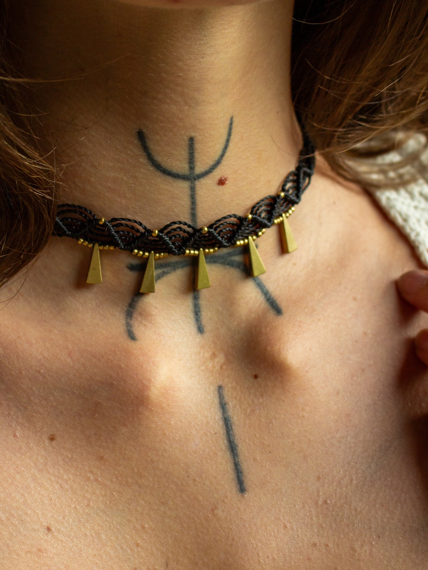 triangle macrame choker necklace