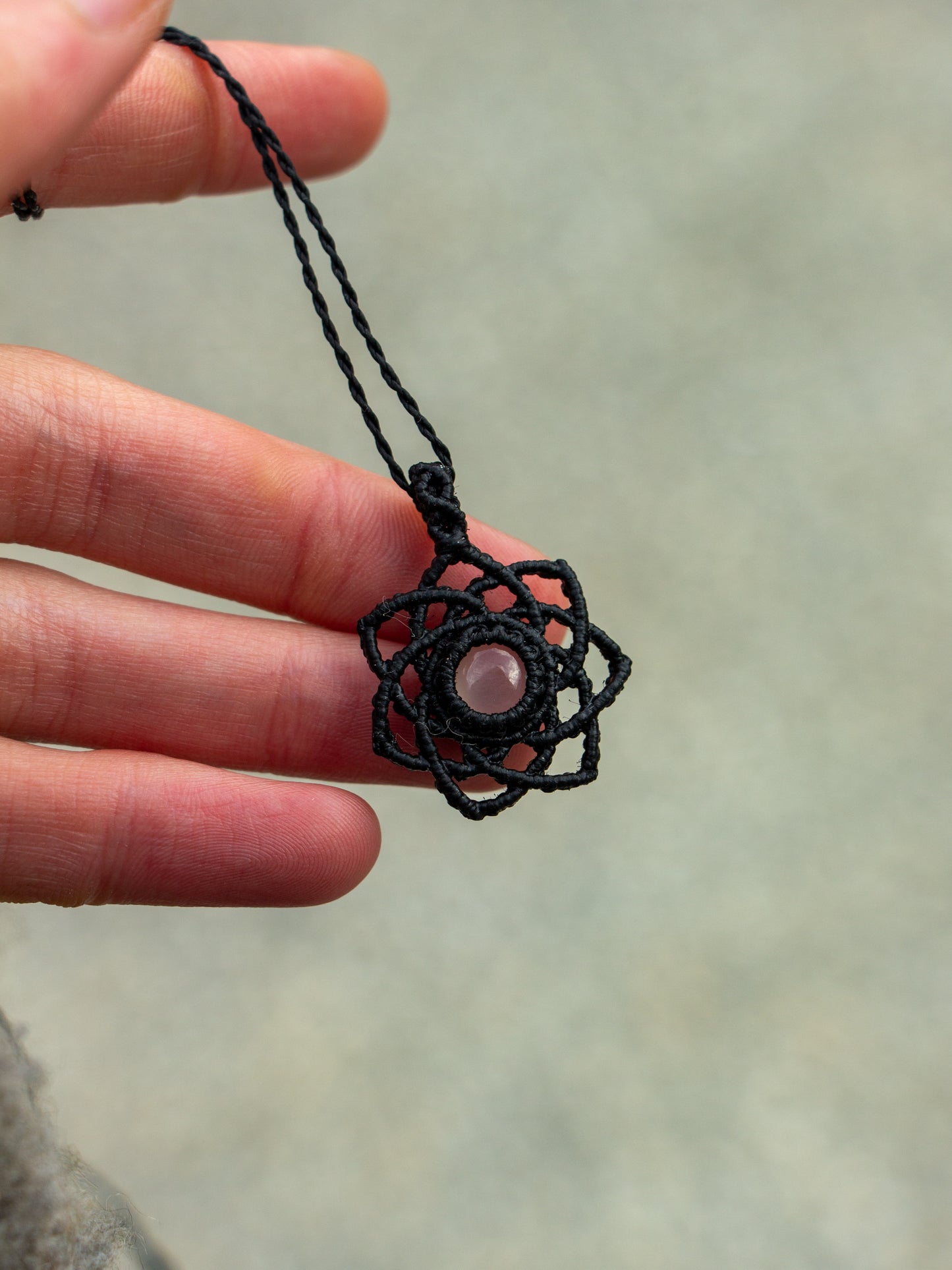 Grey Moonstone macrame necklace