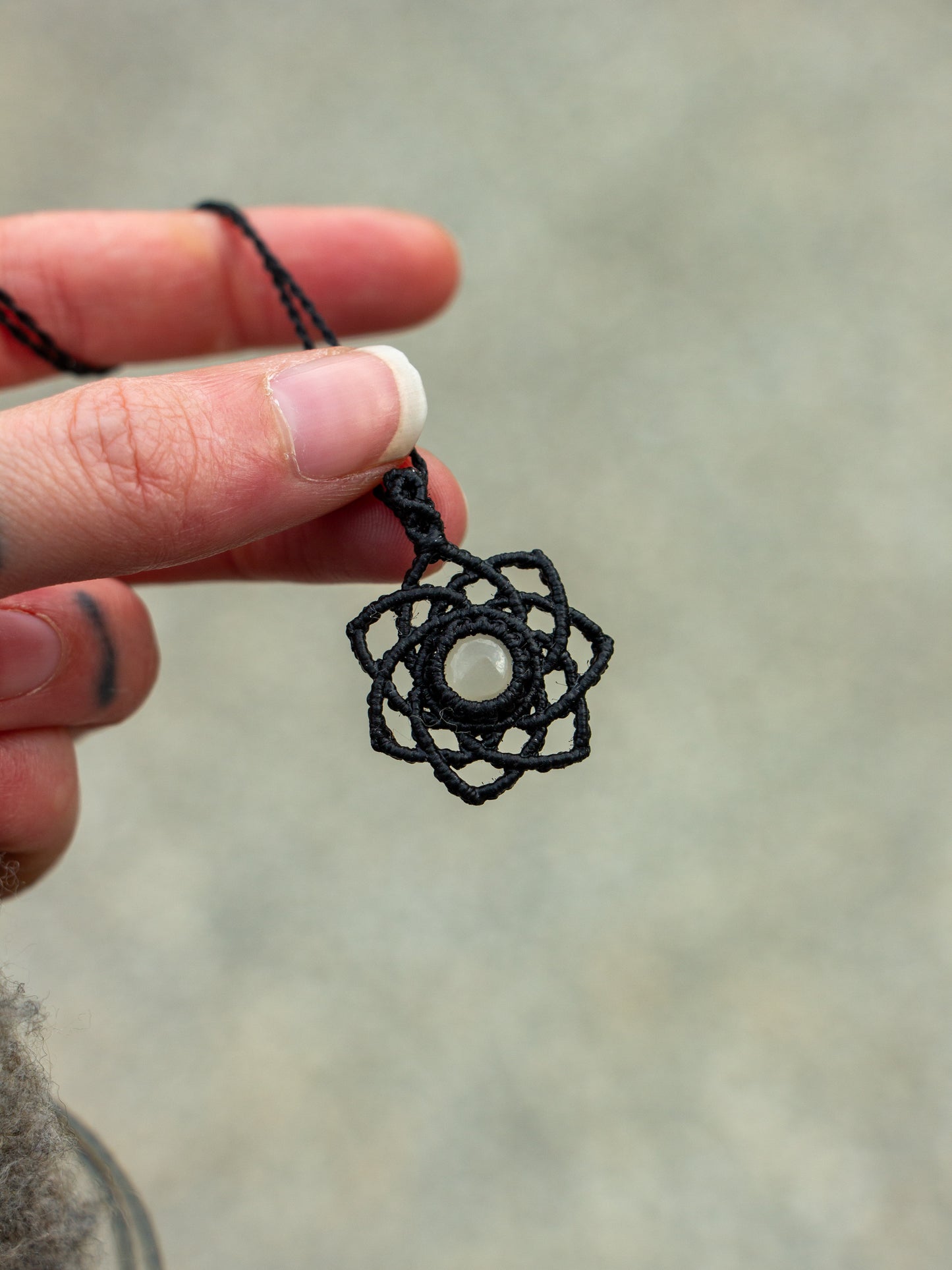 Grey Moonstone macrame necklace