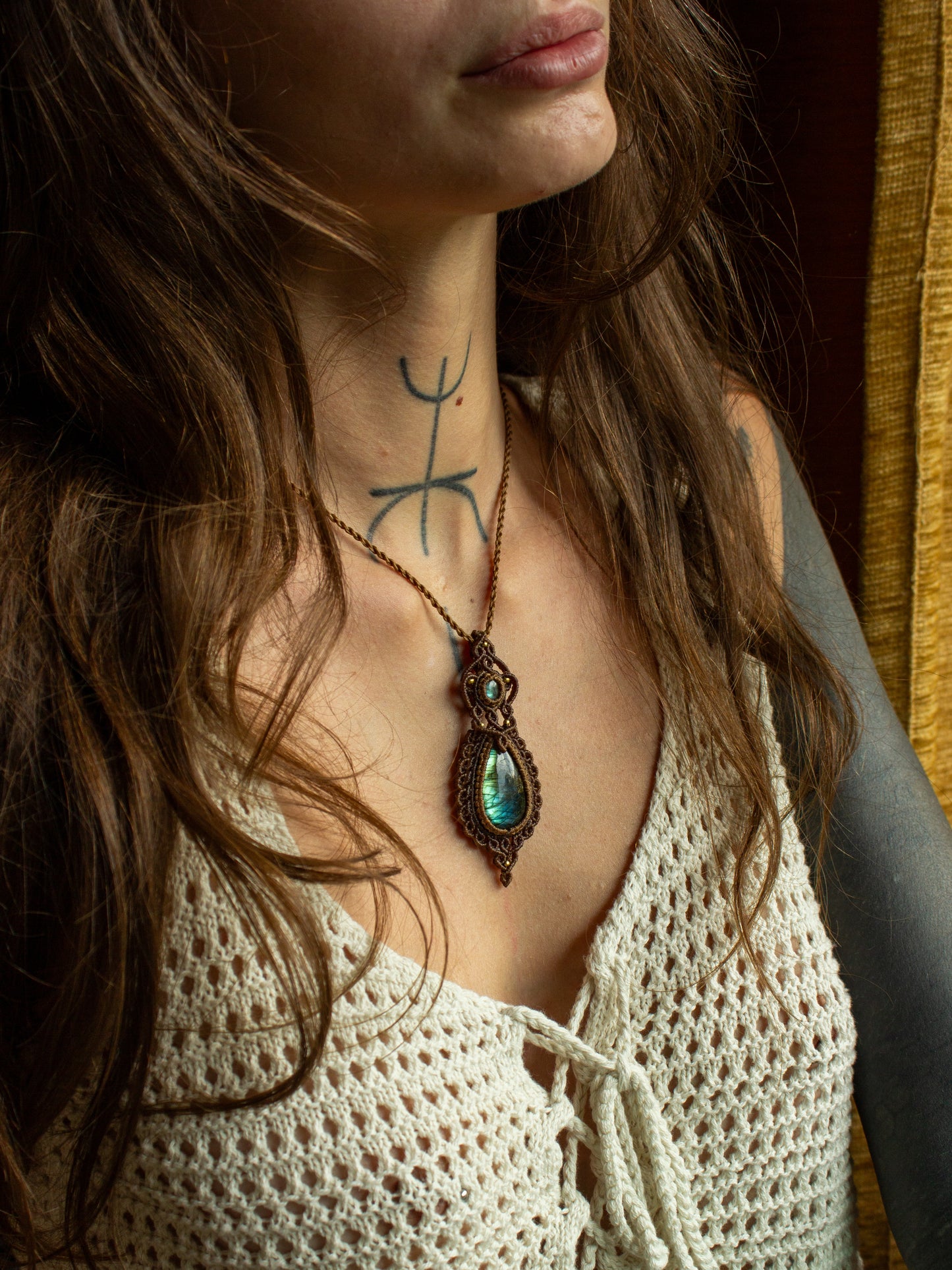 Labradorite & Labradorite macrame necklace