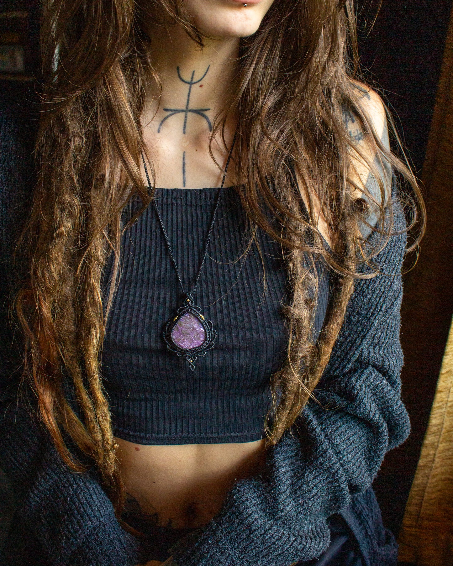 Charoite • macrame necklace