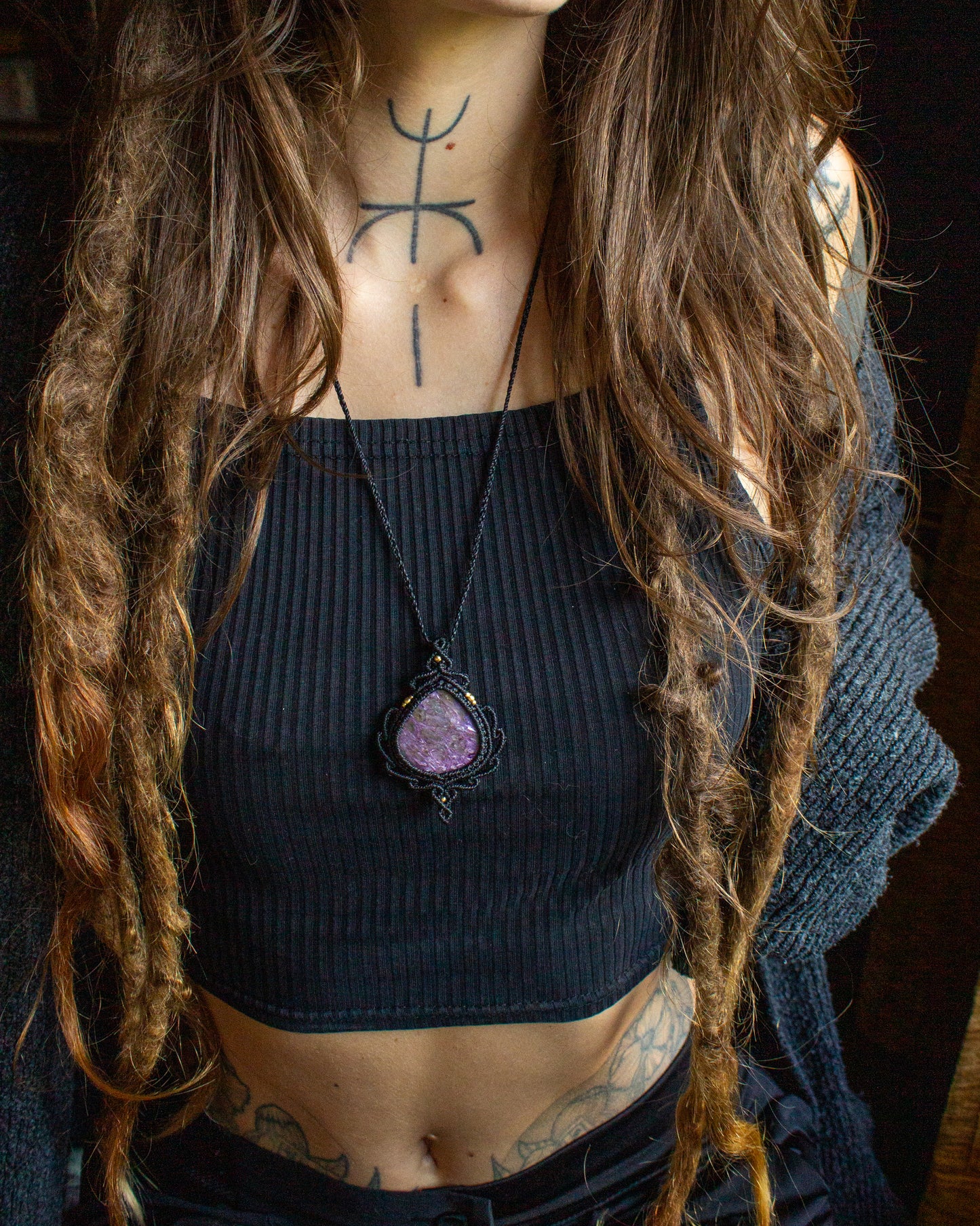 Charoite • macrame necklace