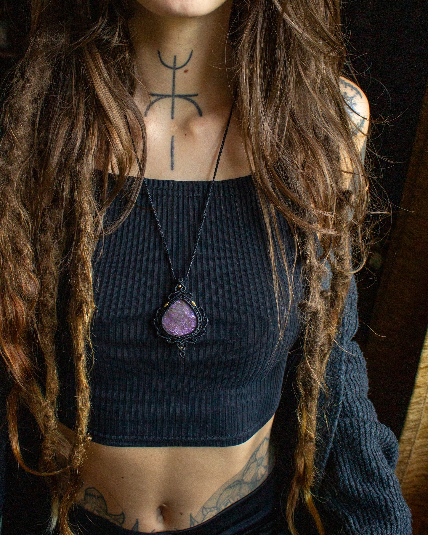 Charoite • macrame necklace