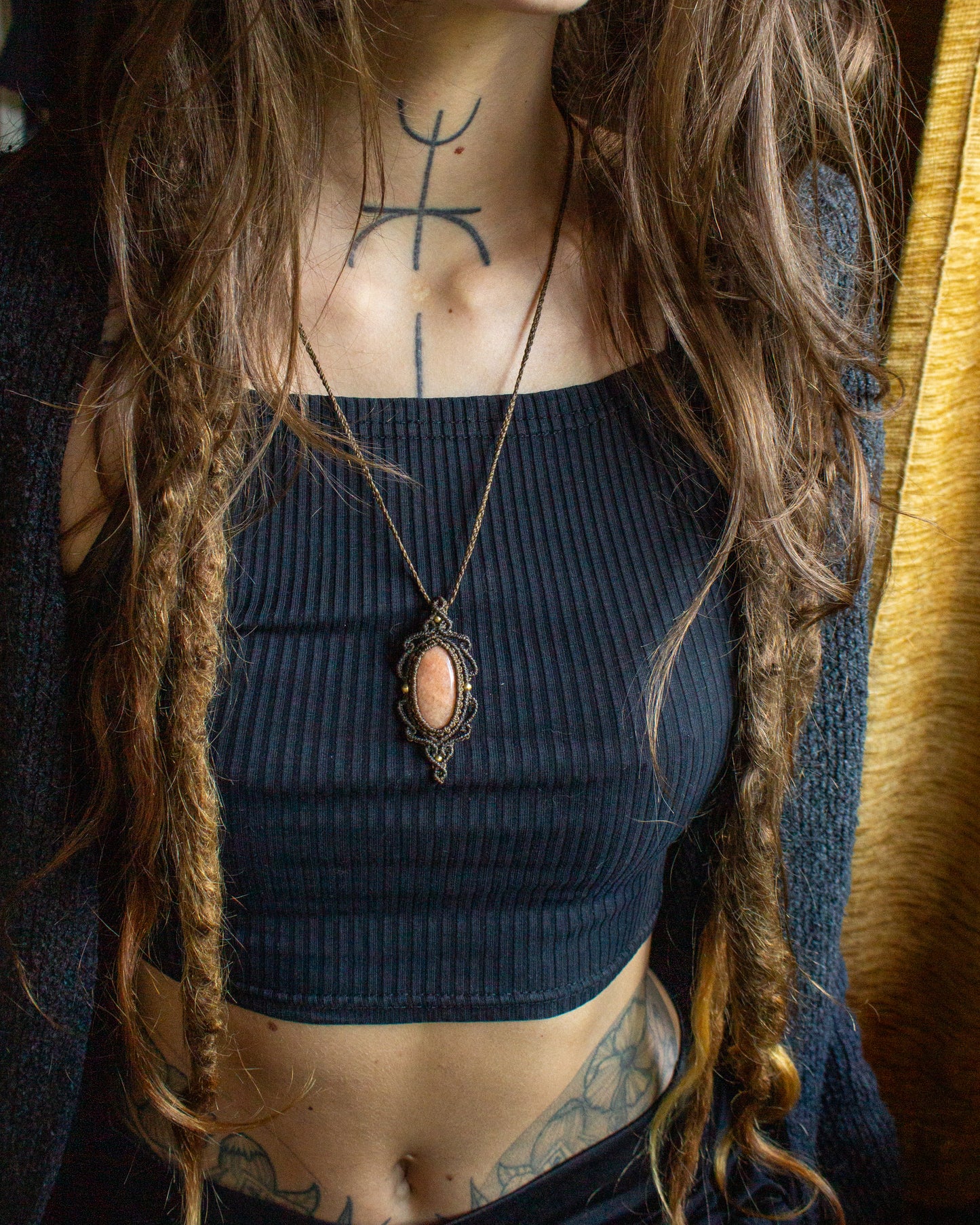 Peach Amazonite • macrame necklace