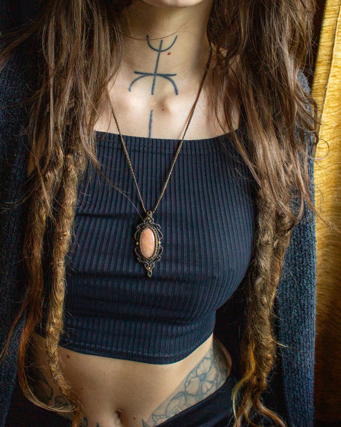 Peach Amazonite • macrame necklace
