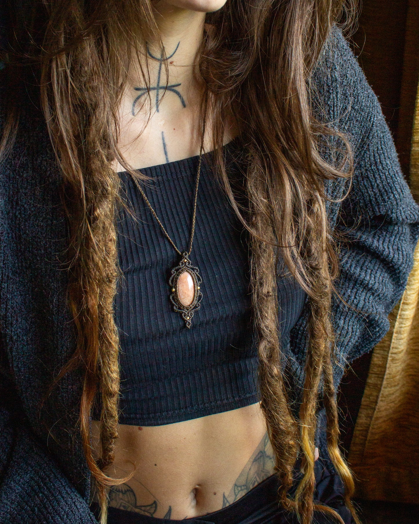 Peach Amazonite • macrame necklace