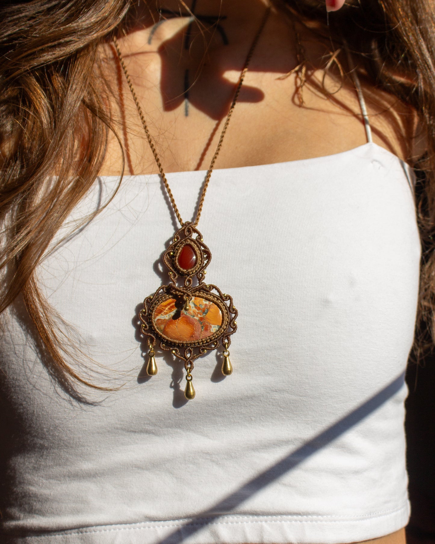 Red Jasper & Maligano Jasper macrame necklace