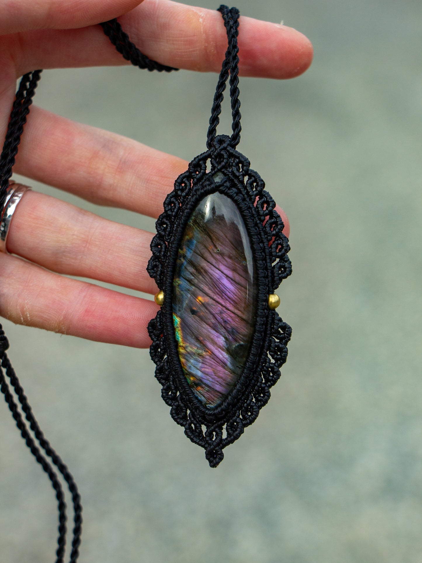 Labradorite macrame necklace