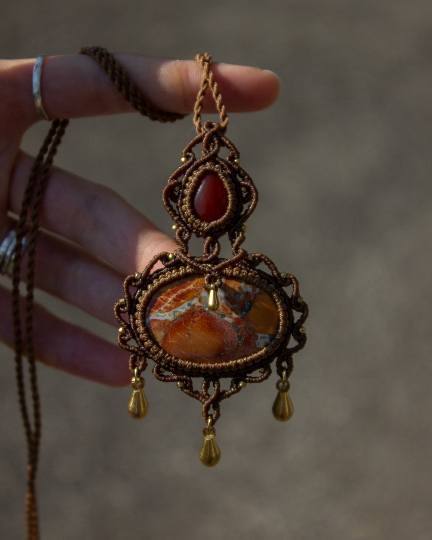 Red Jasper & Maligano Jasper macrame necklace