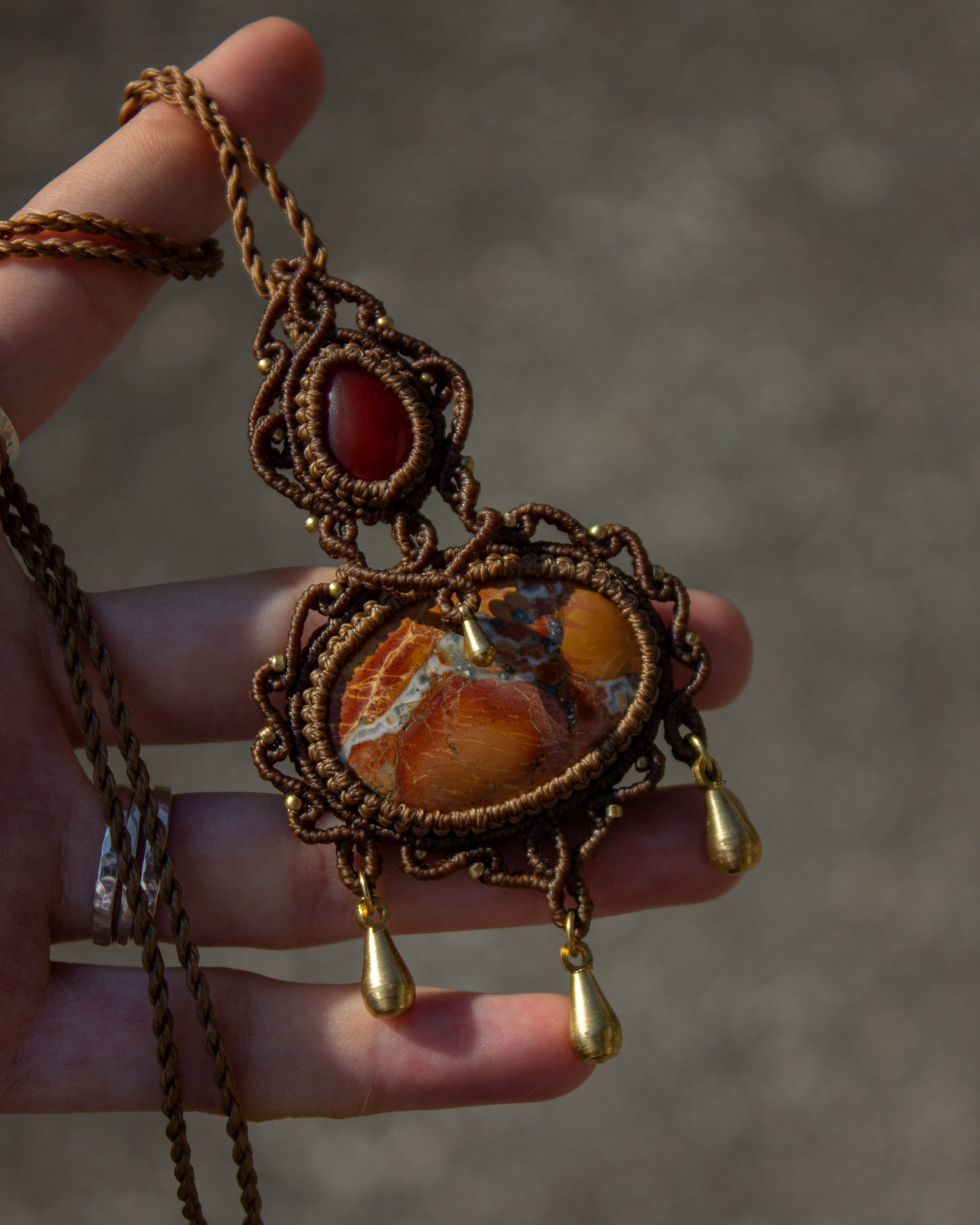 Red Jasper & Maligano Jasper macrame necklace