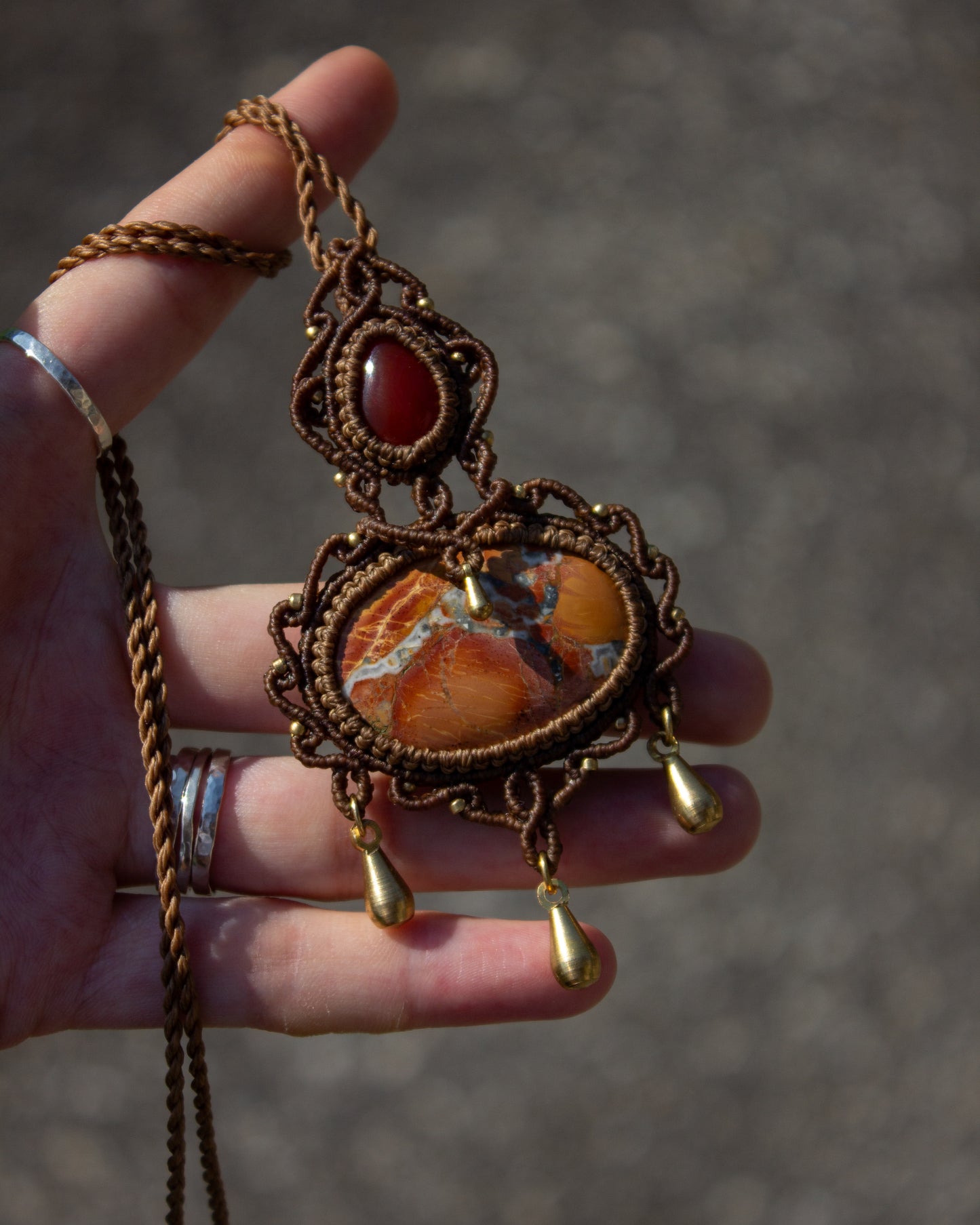 Red Jasper & Maligano Jasper macrame necklace