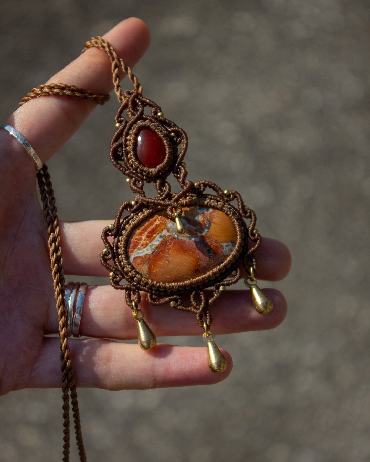 Red Jasper & Maligano Jasper macrame necklace