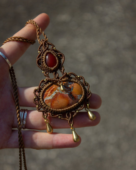 Red Jasper & Maligano Jasper macrame necklace