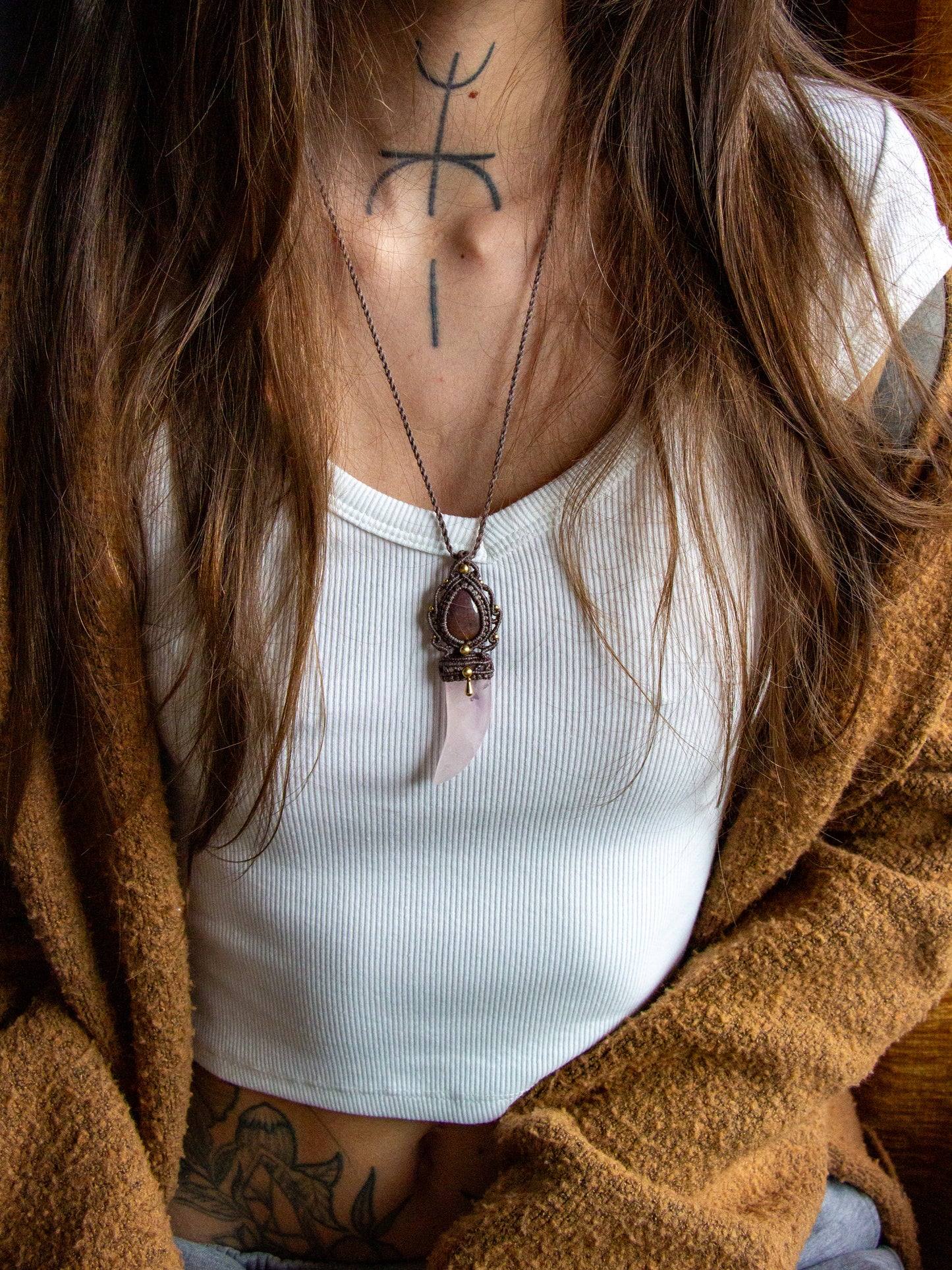 Ruby & Rose Quartz macrame necklace