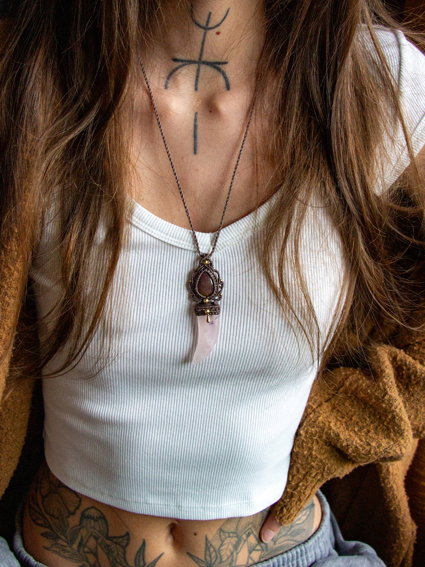 Ruby & Rose Quartz macrame necklace