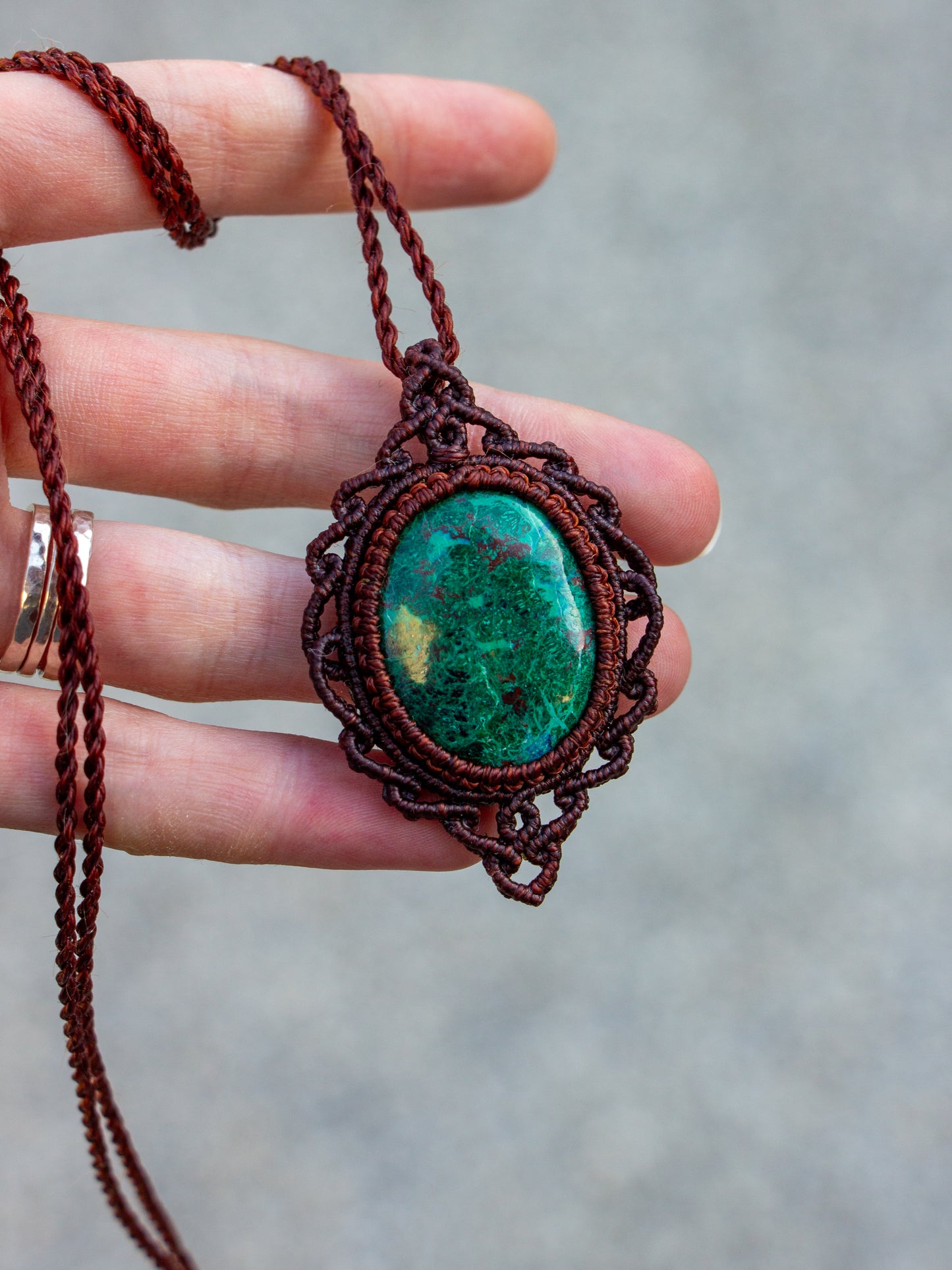 Chrysocolla macrame necklace