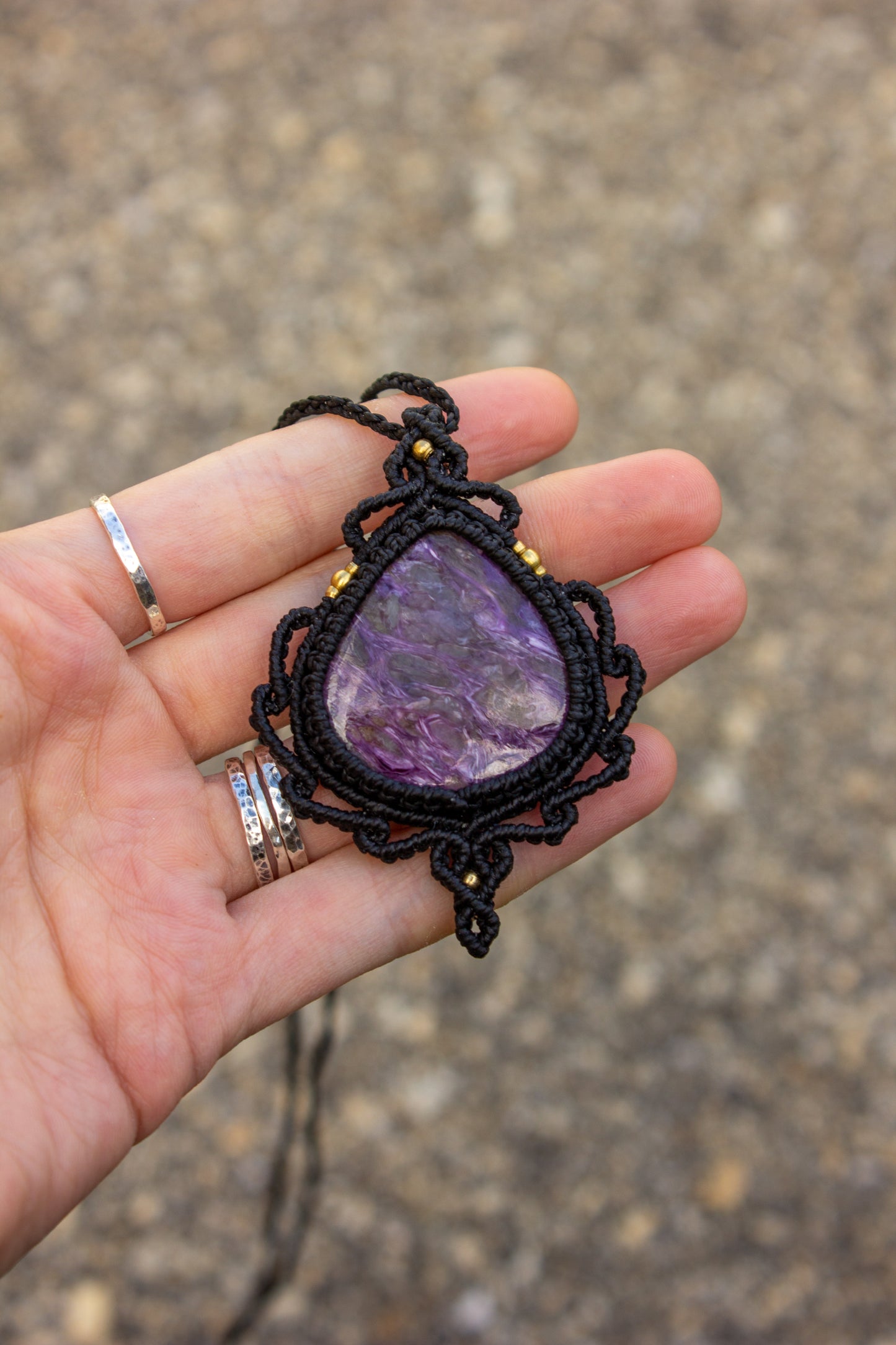 Charoite • macrame necklace