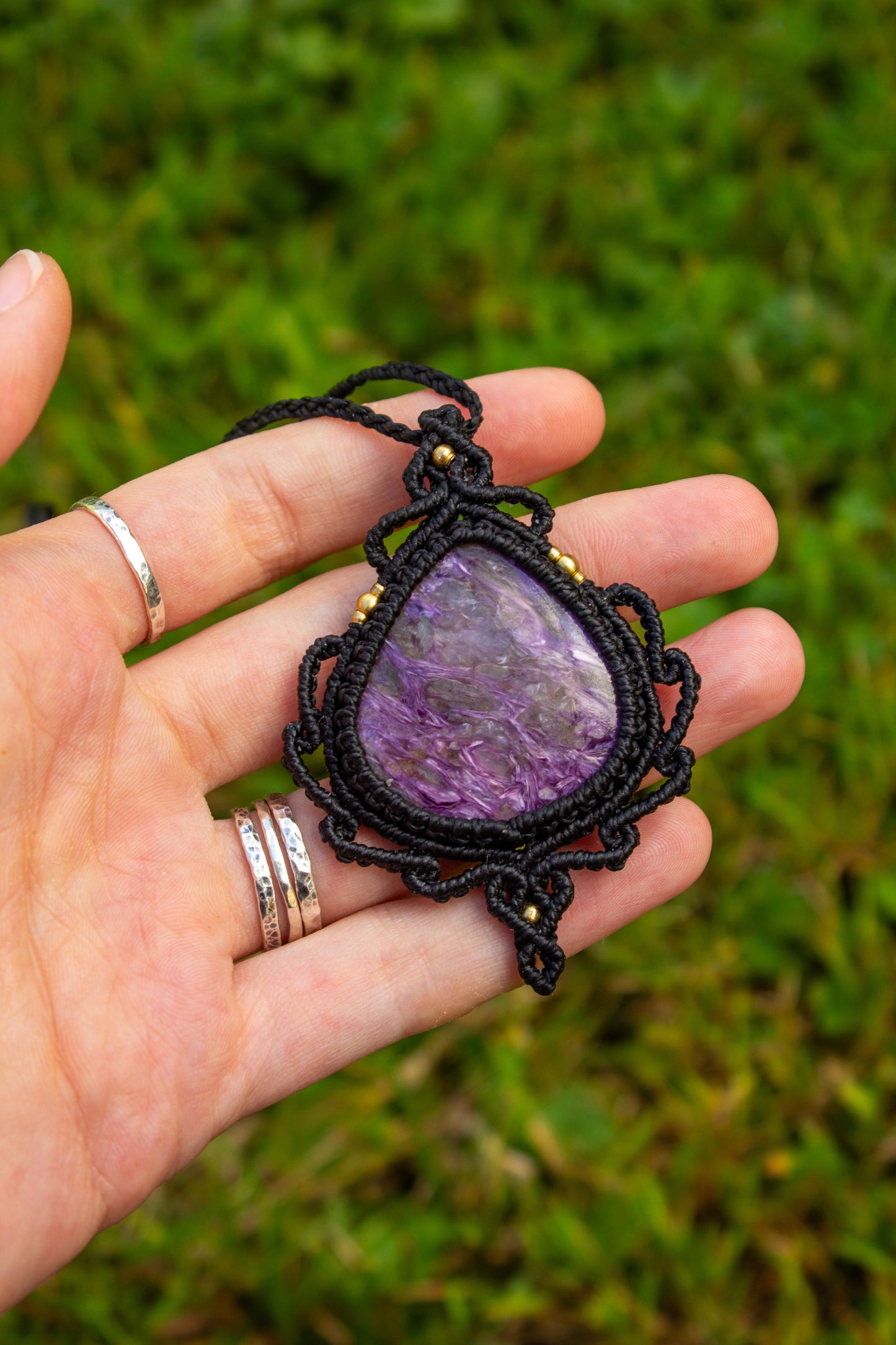 Charoite • macrame necklace