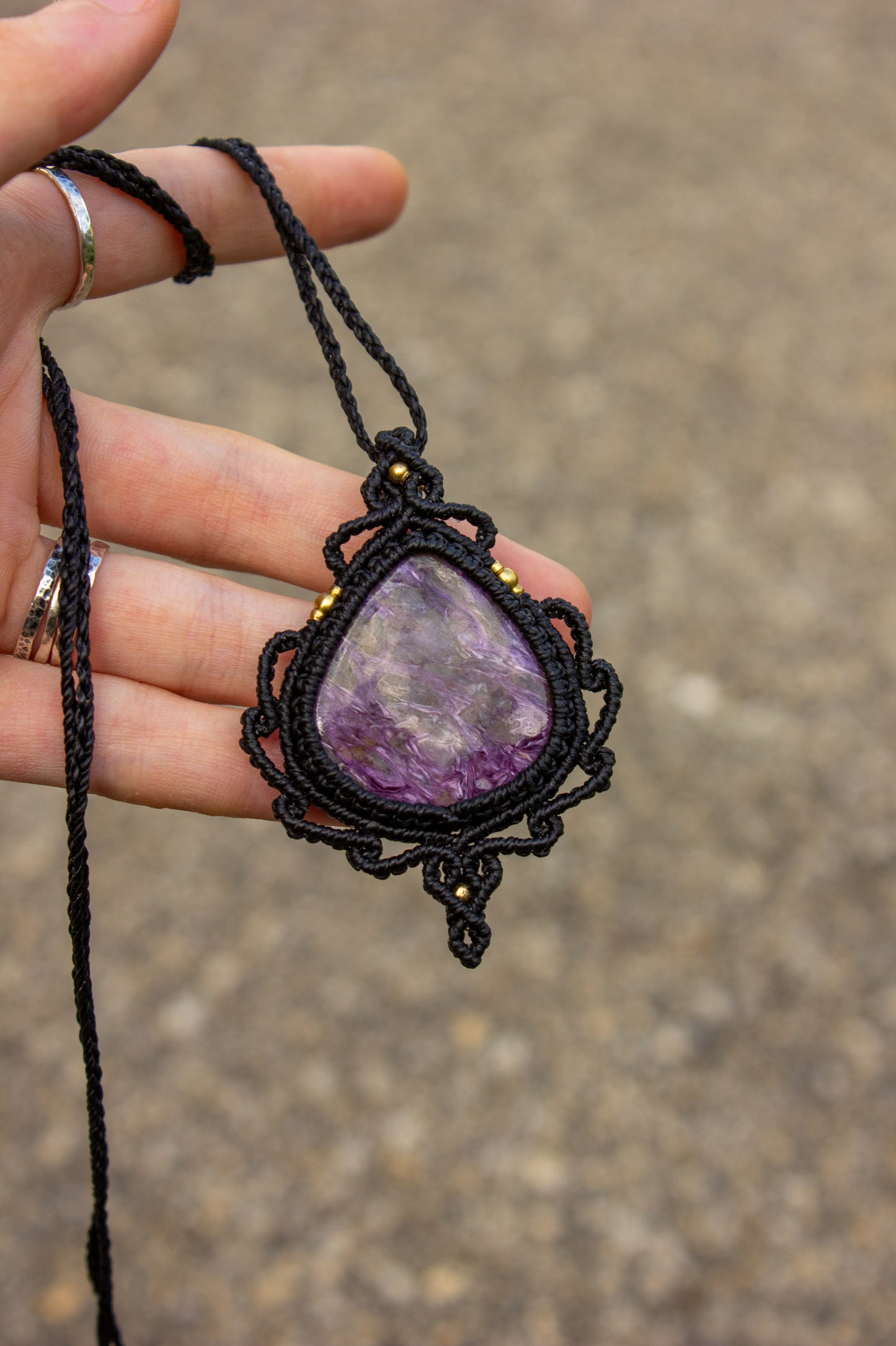 Charoite • macrame necklace