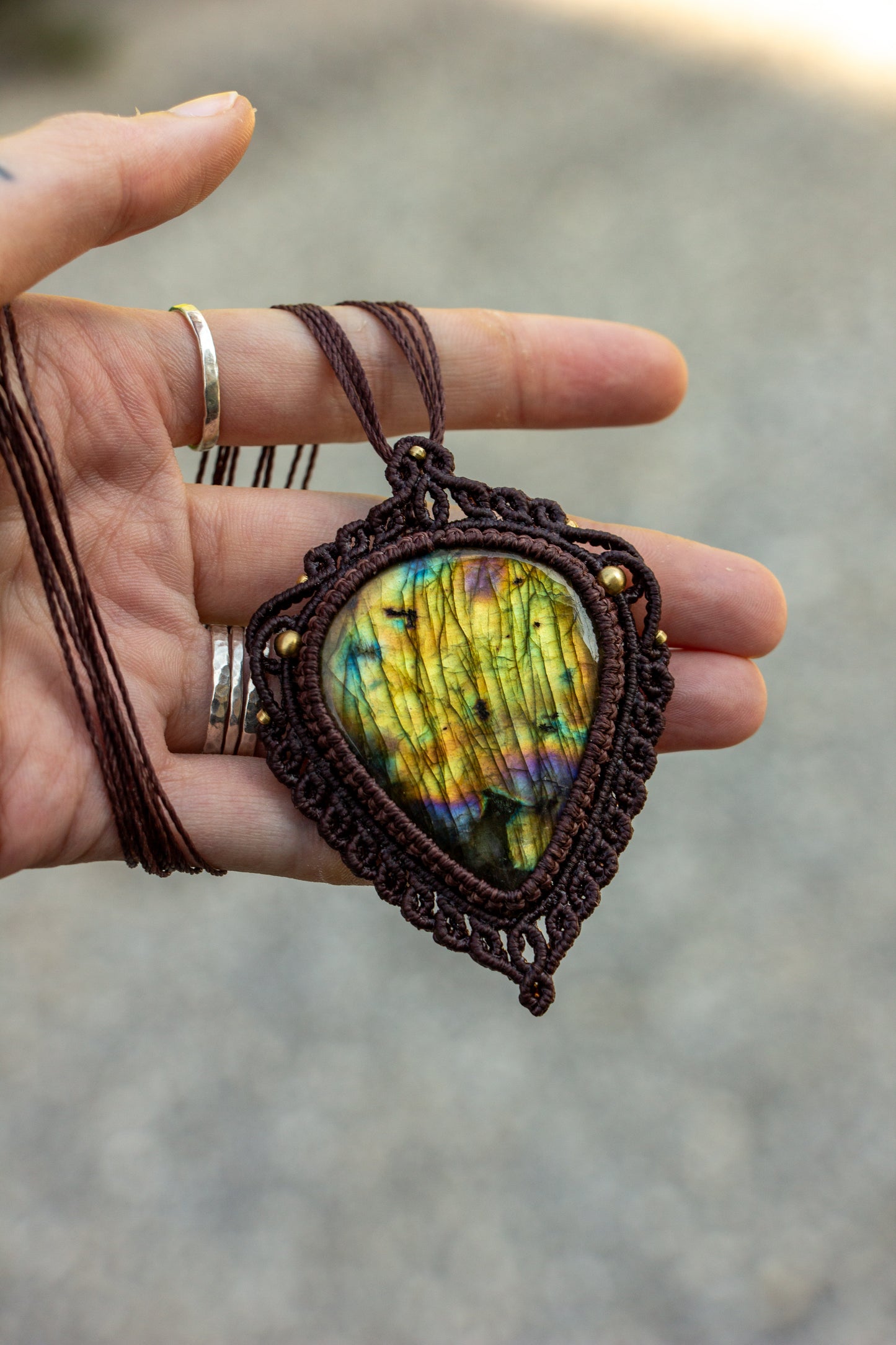 Labradorite macrame necklace