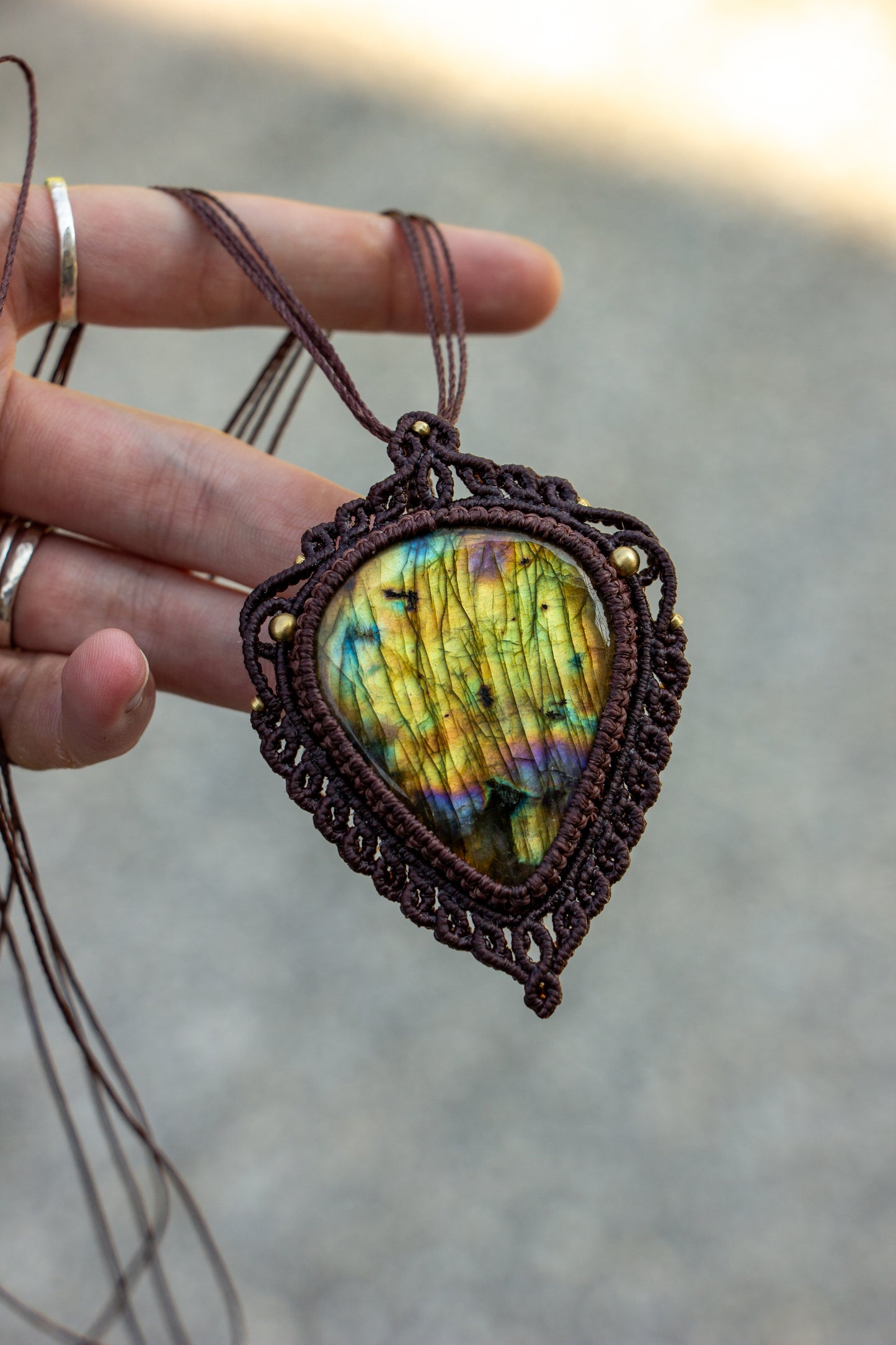 Labradorite macrame necklace
