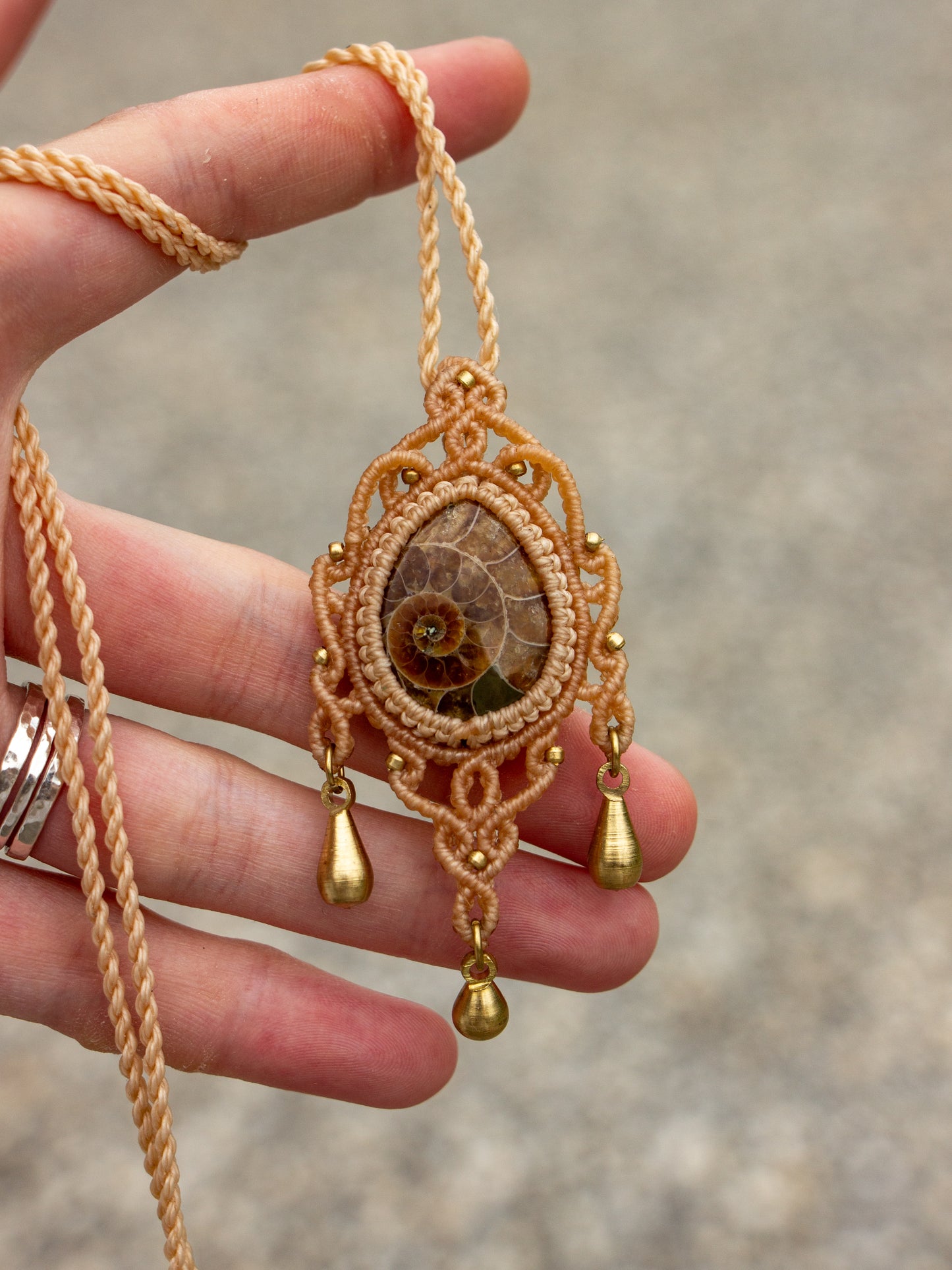 Ammonite macrame necklace