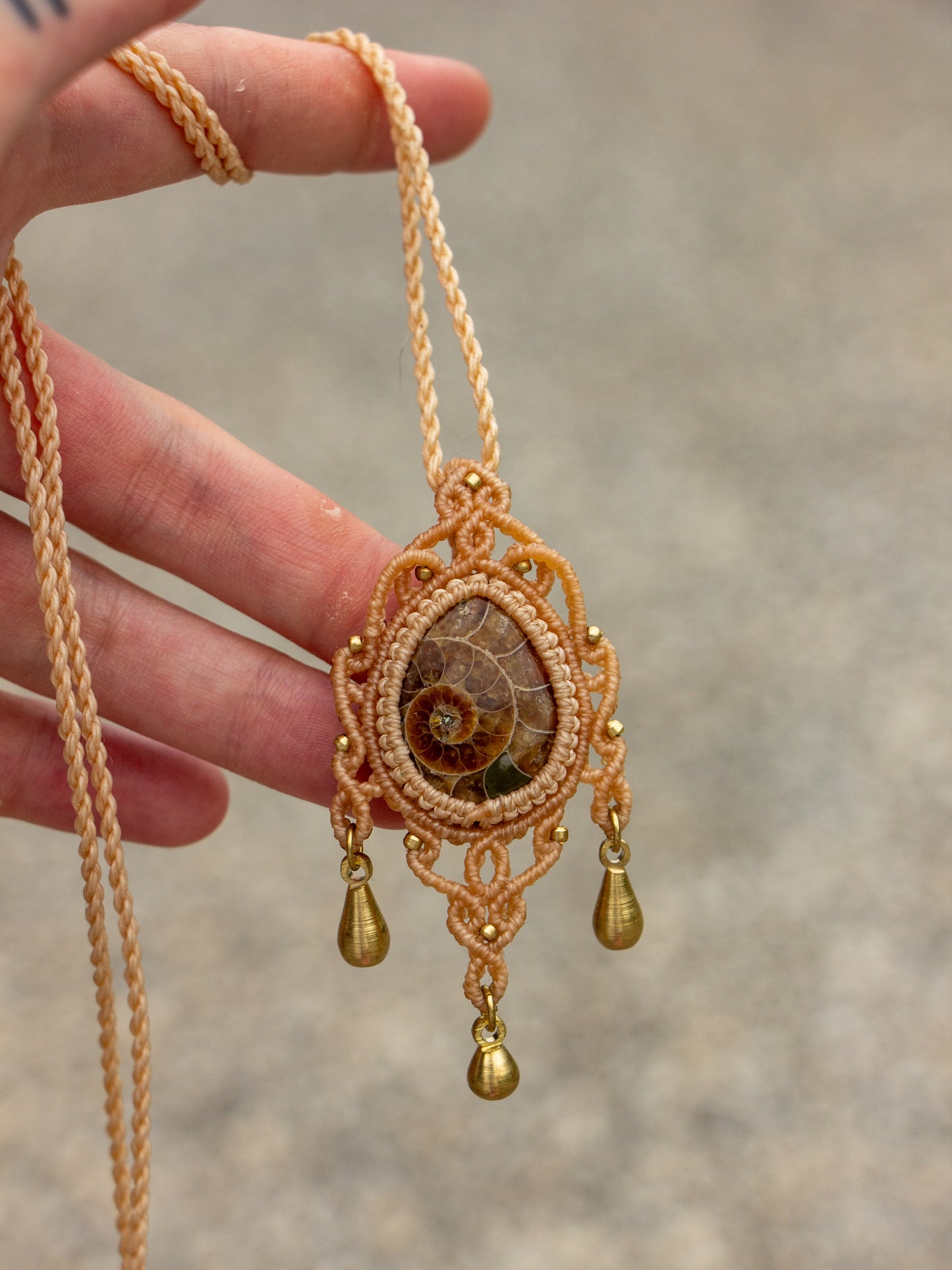 Ammonite macrame necklace