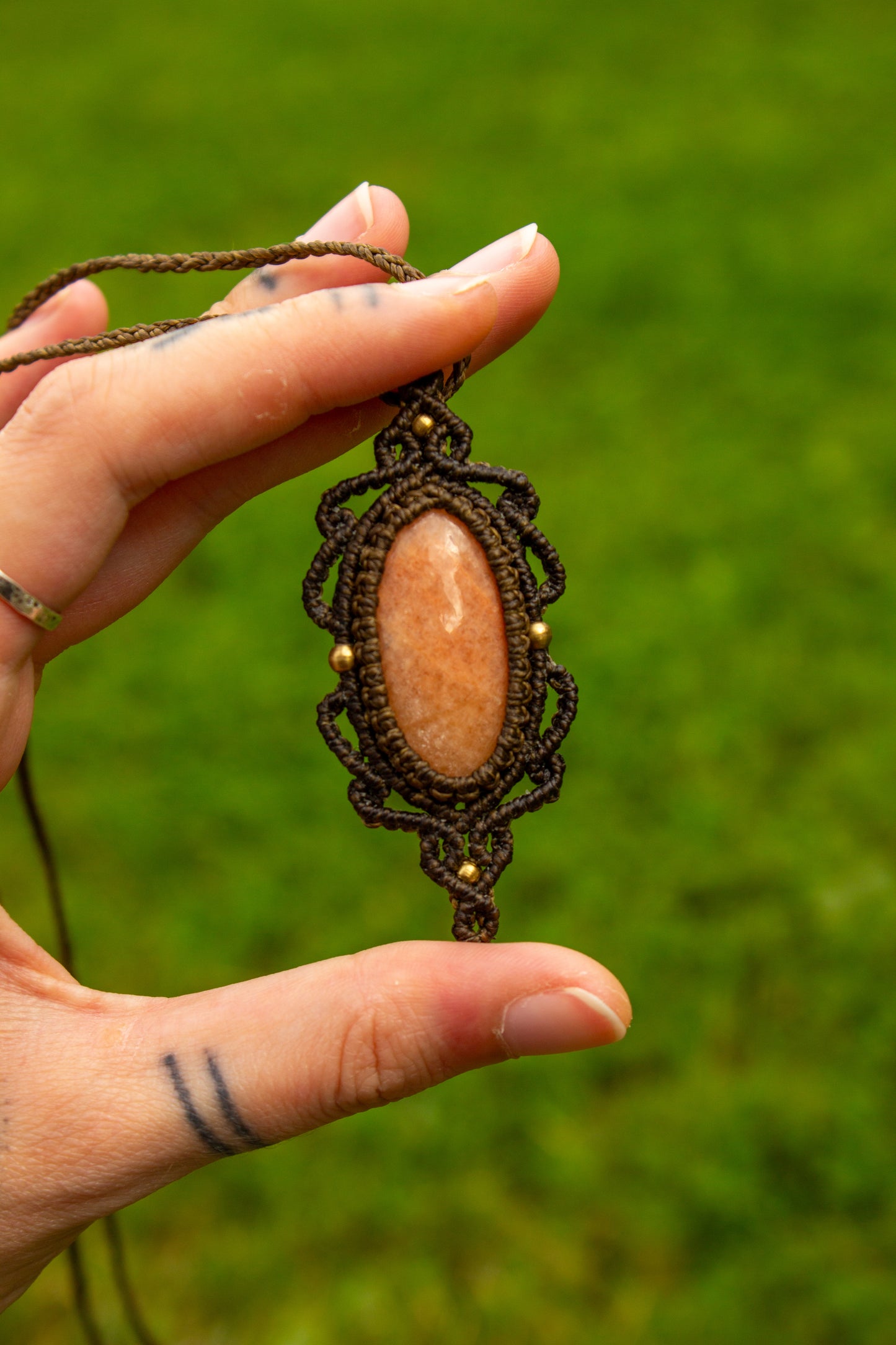 Peach Amazonite • macrame necklace