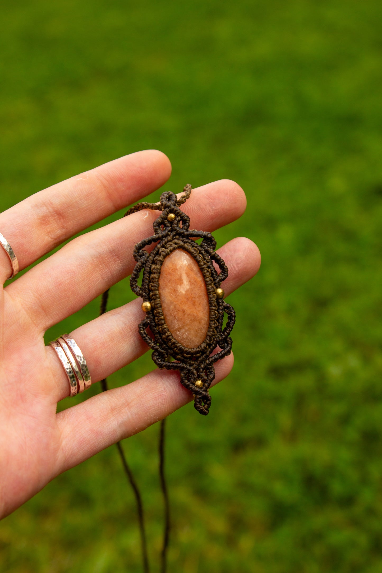 Peach Amazonite • macrame necklace