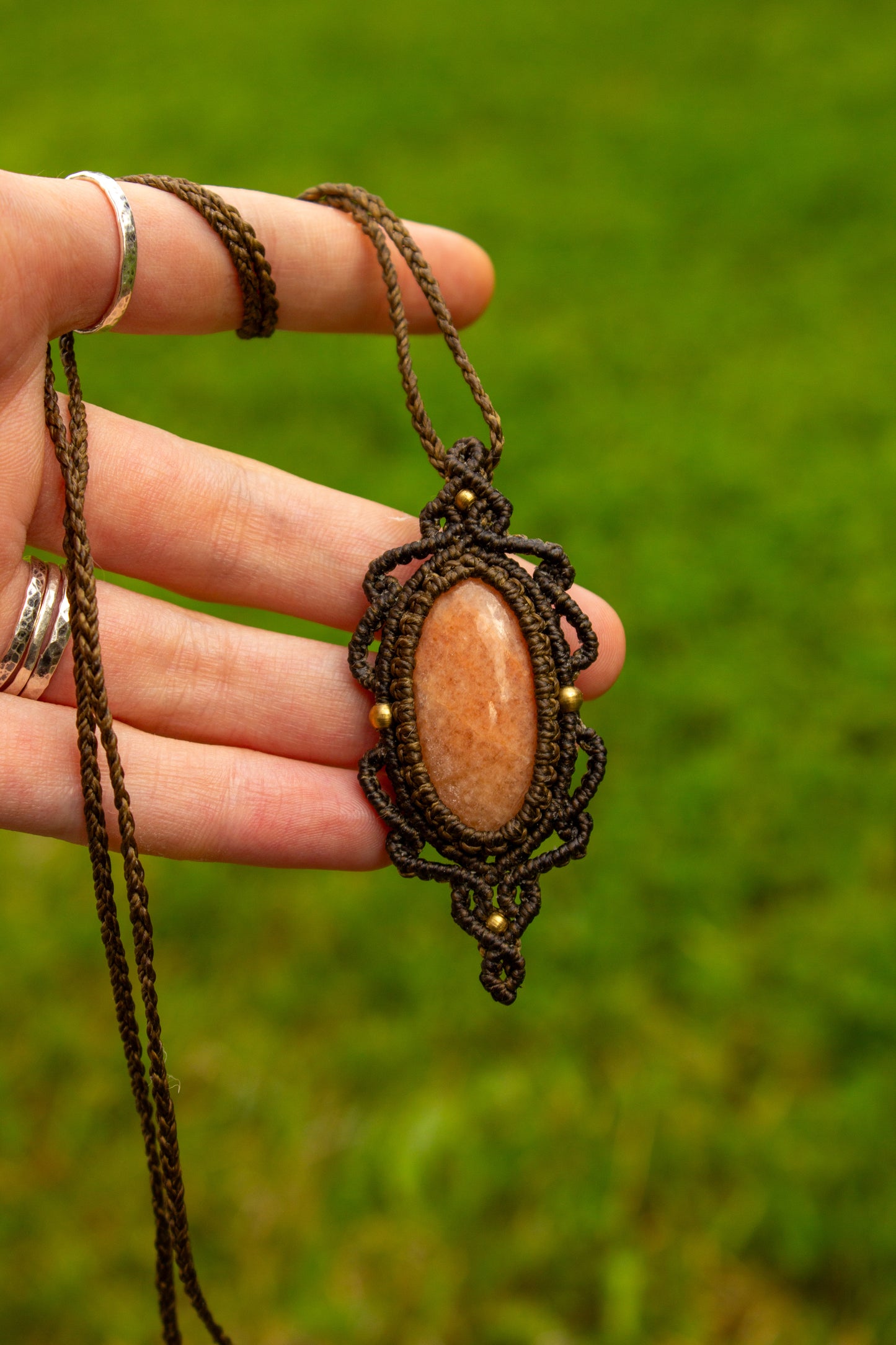 Peach Amazonite • macrame necklace