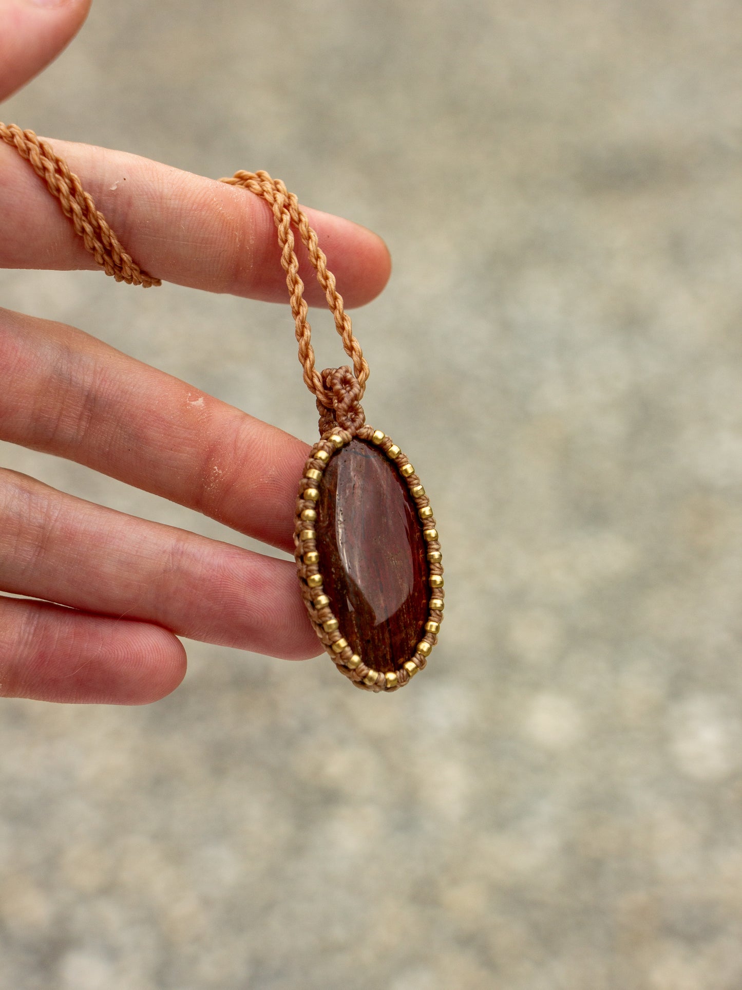 Snake Skin Jasper macrame necklace