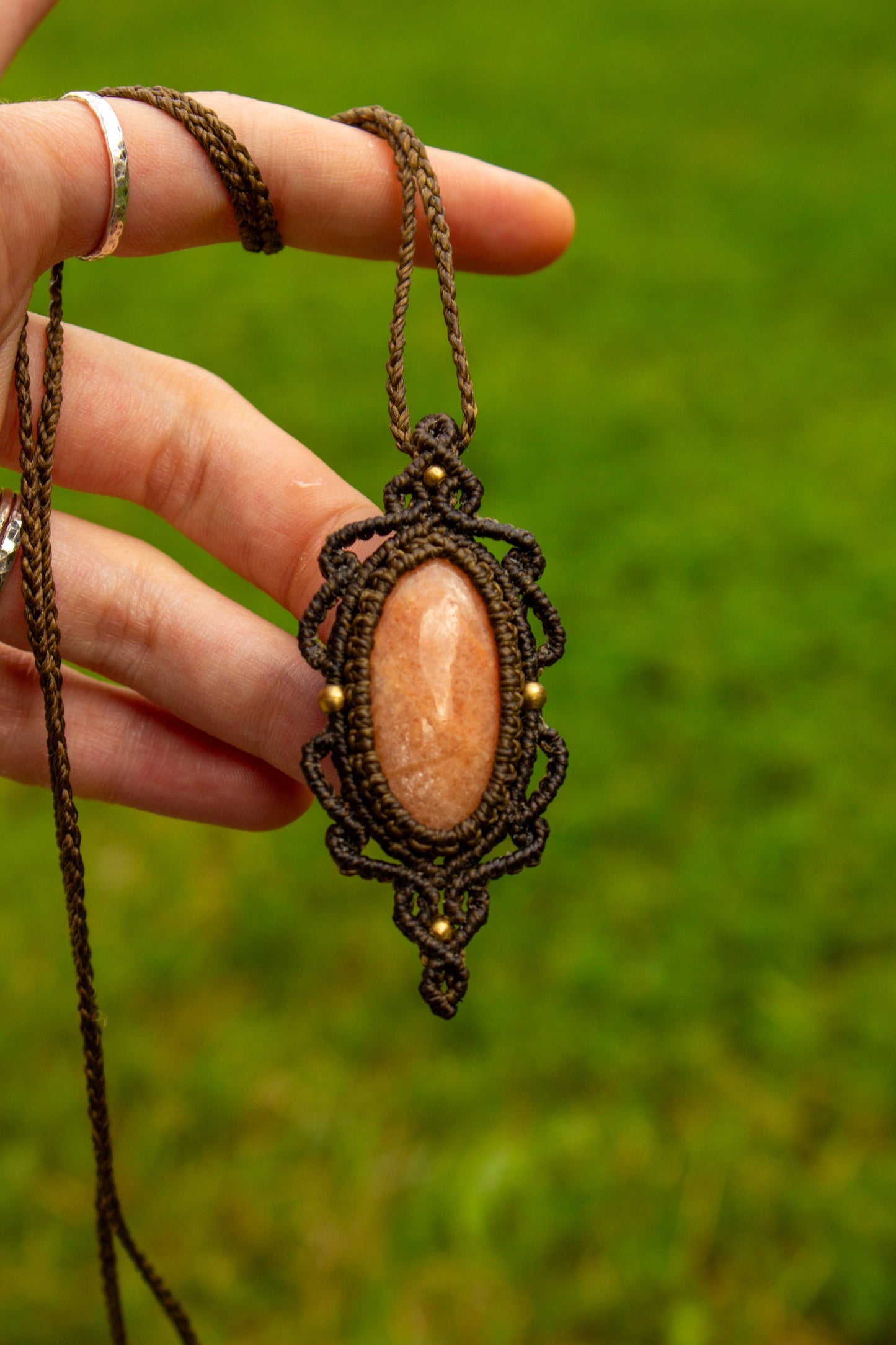 Peach Amazonite • macrame necklace
