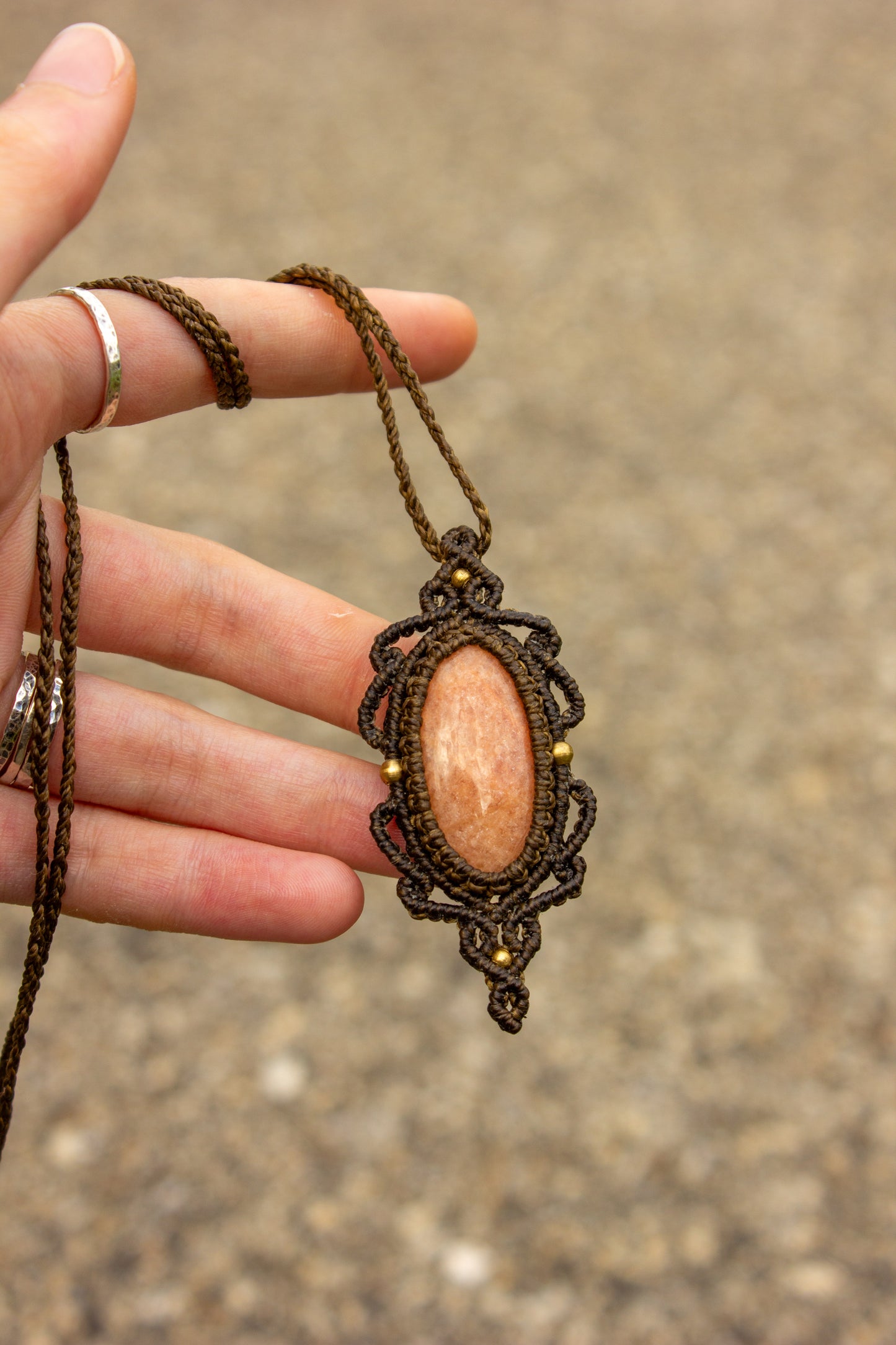 Peach Amazonite • macrame necklace