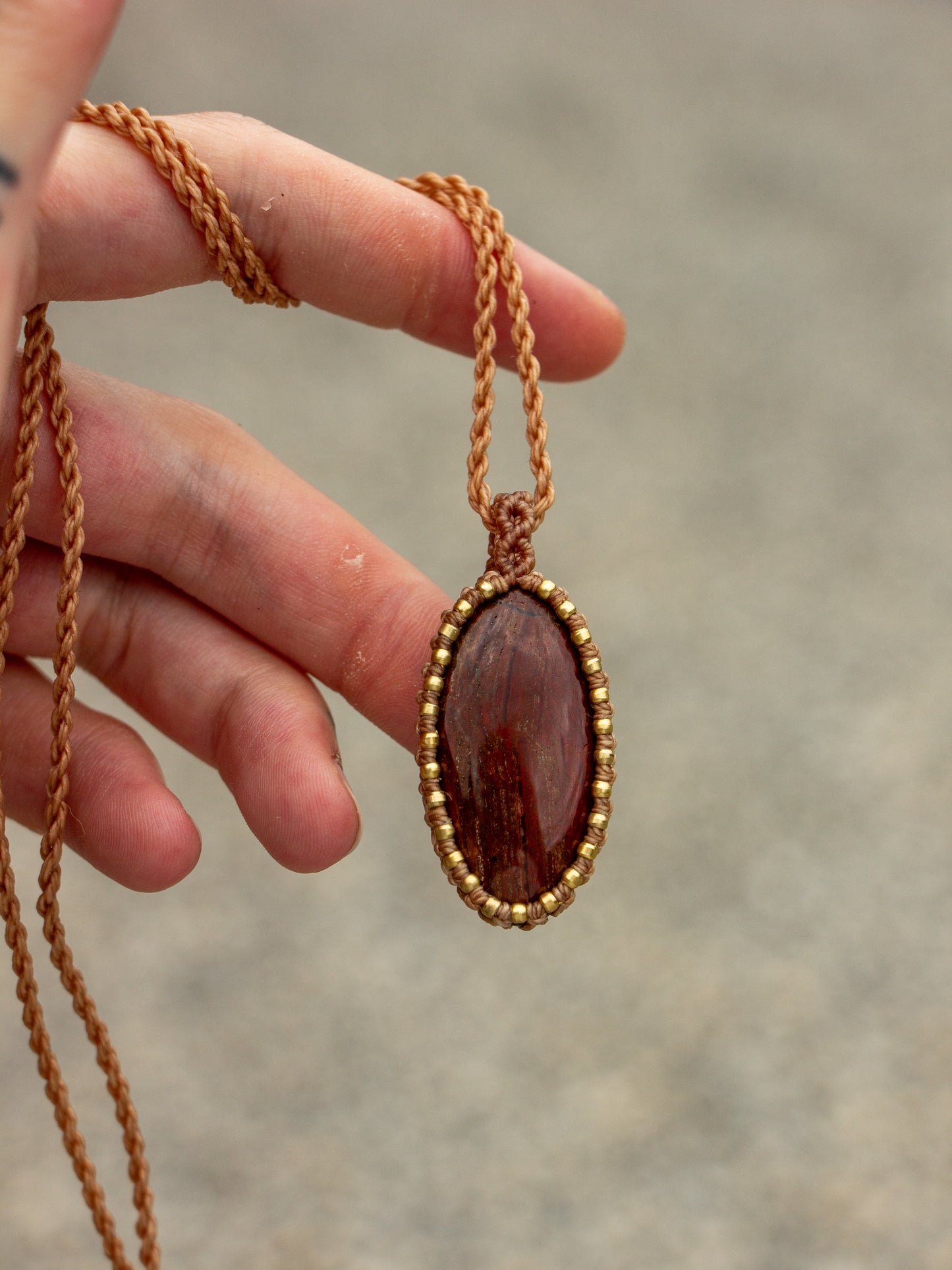 Snake Skin Jasper macrame necklace