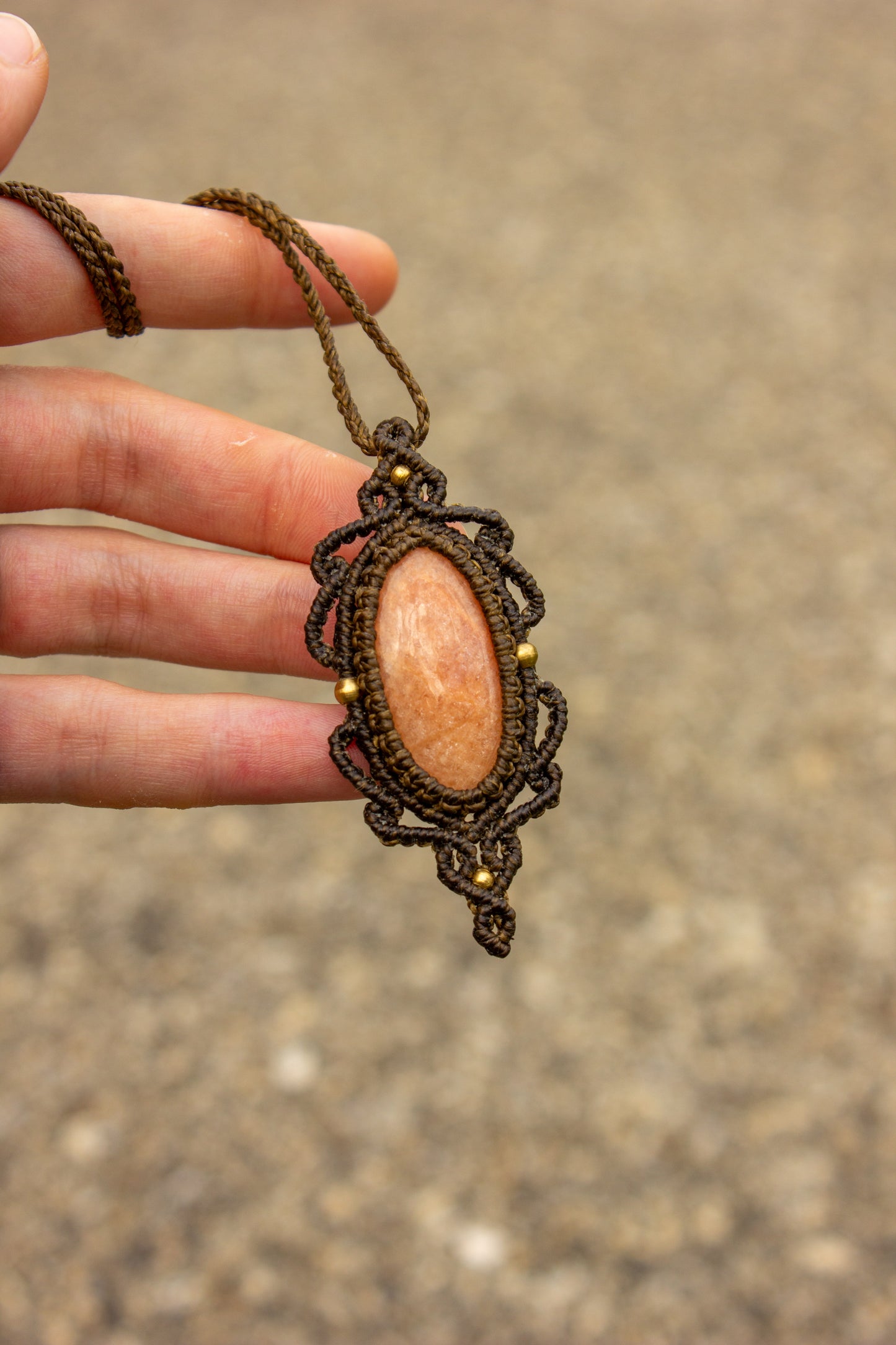 Peach Amazonite • macrame necklace