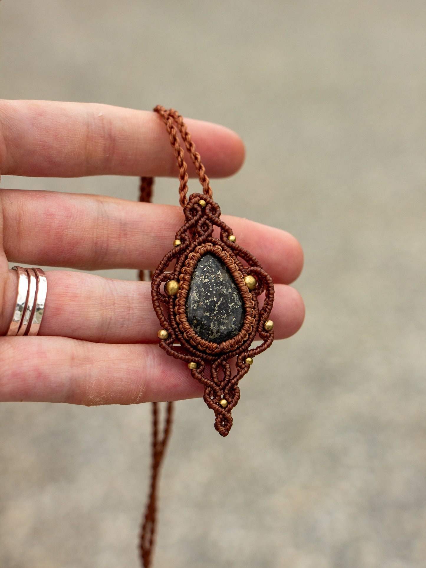 Marcasite macrame necklace
