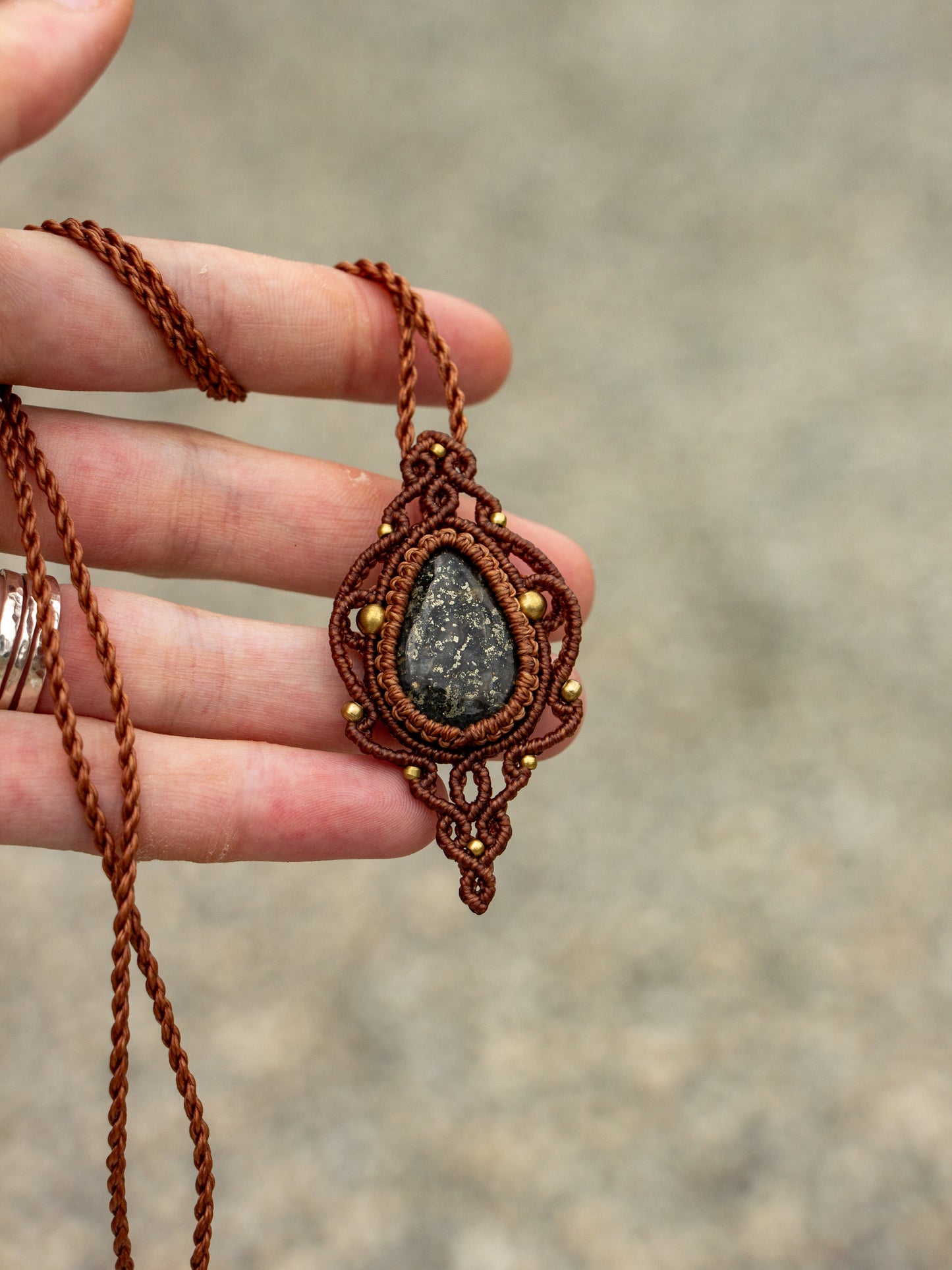 Marcasite macrame necklace