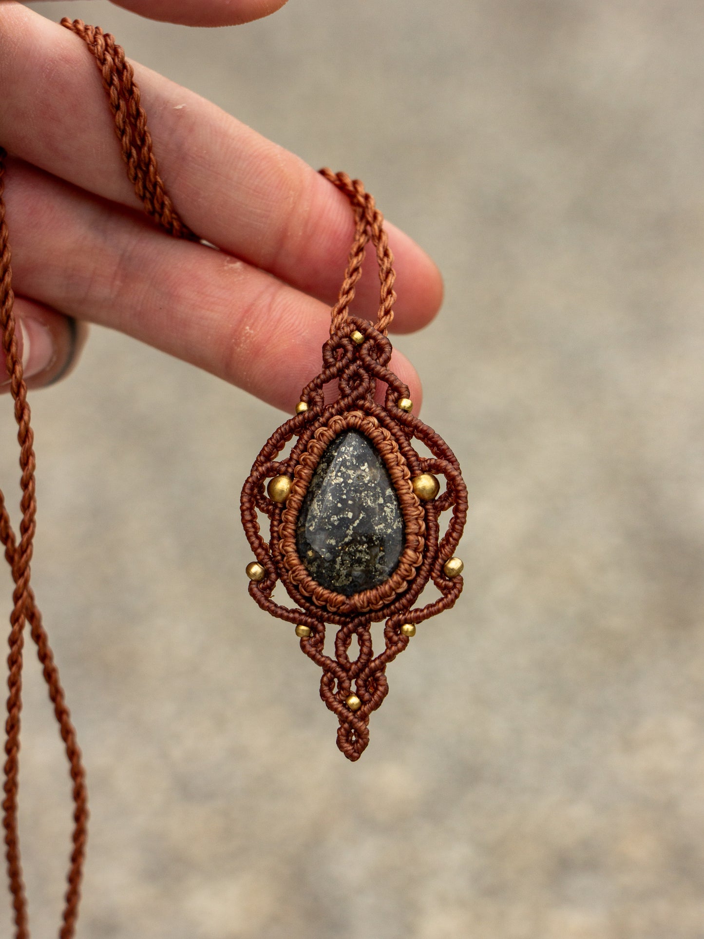 Marcasite macrame necklace