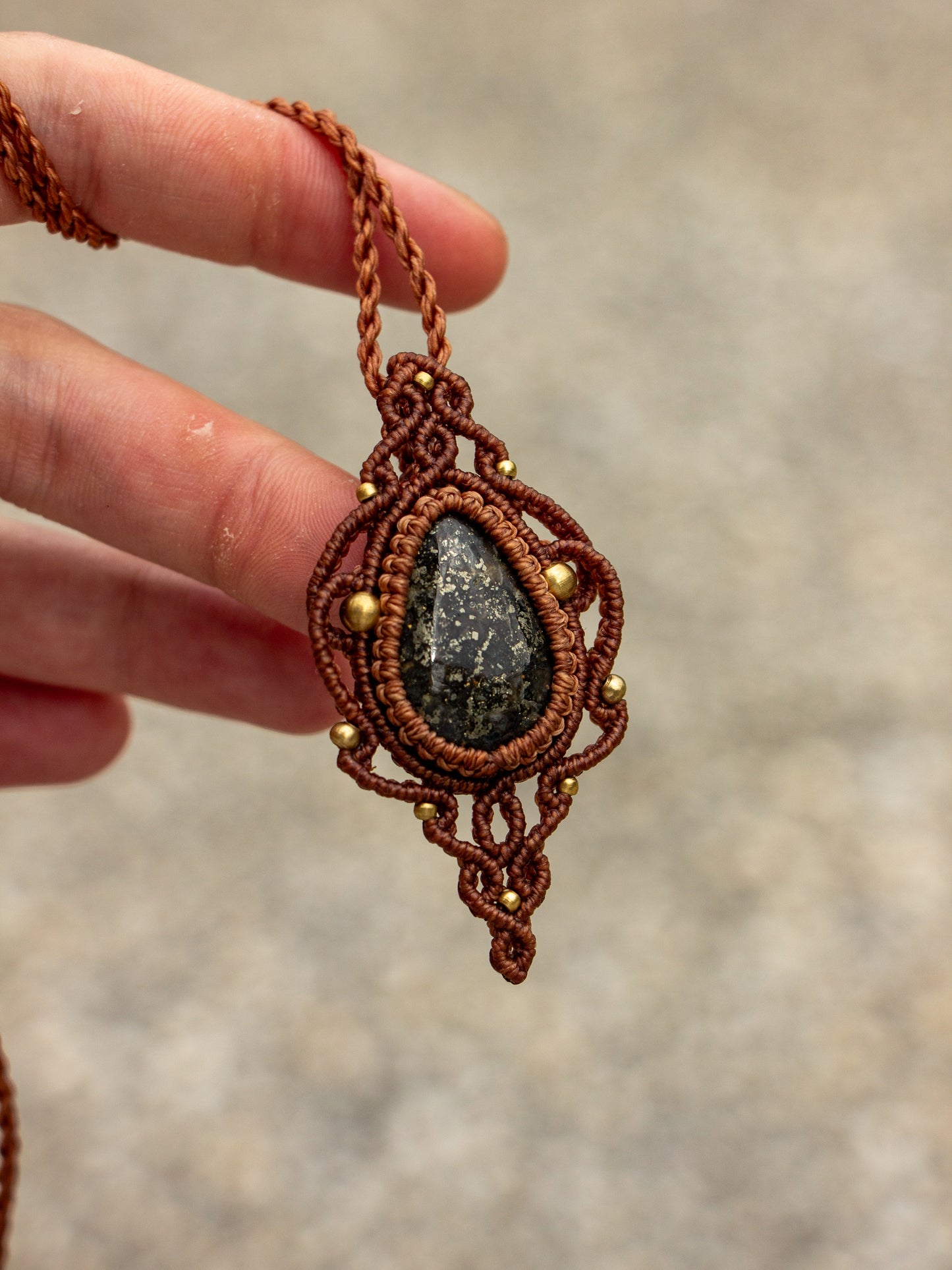 Marcasite macrame necklace