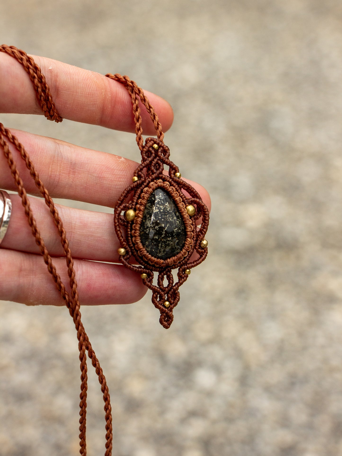 Marcasite macrame necklace