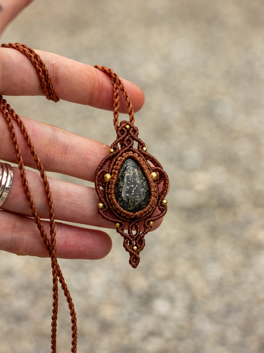 Marcasite macrame necklace
