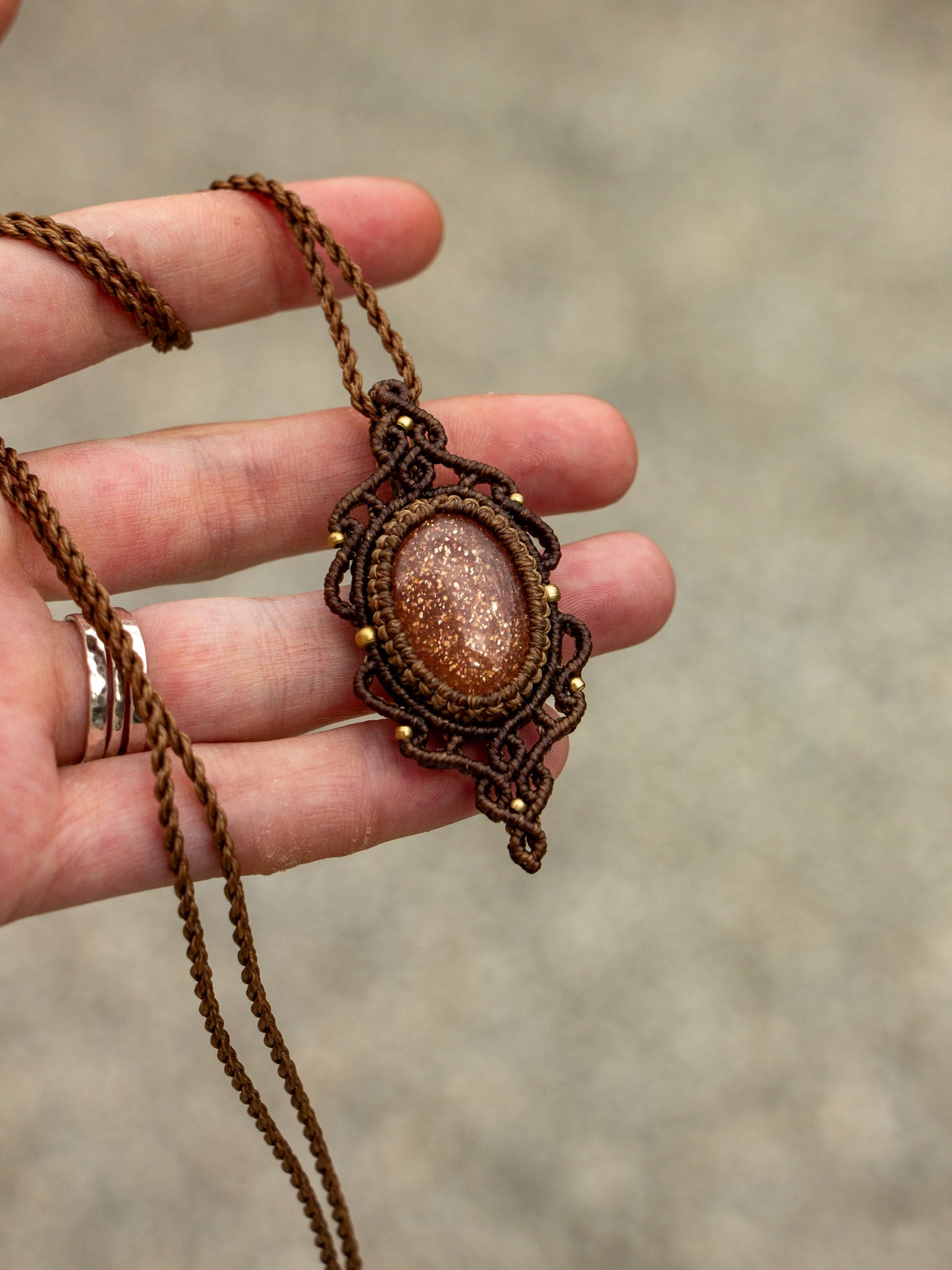 Confetti Sunstone macrame necklace
