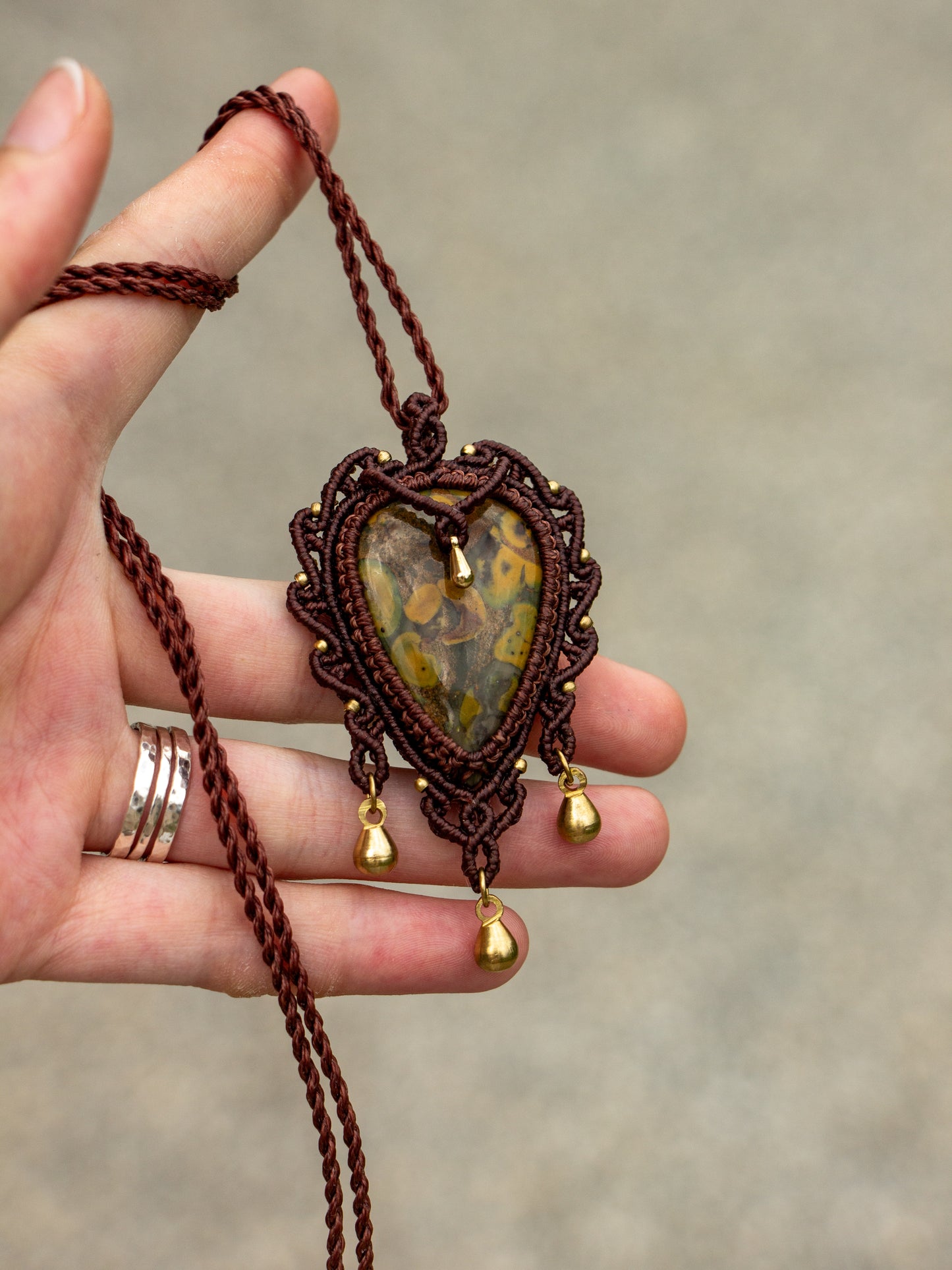 Fruity Jasper macrame necklace