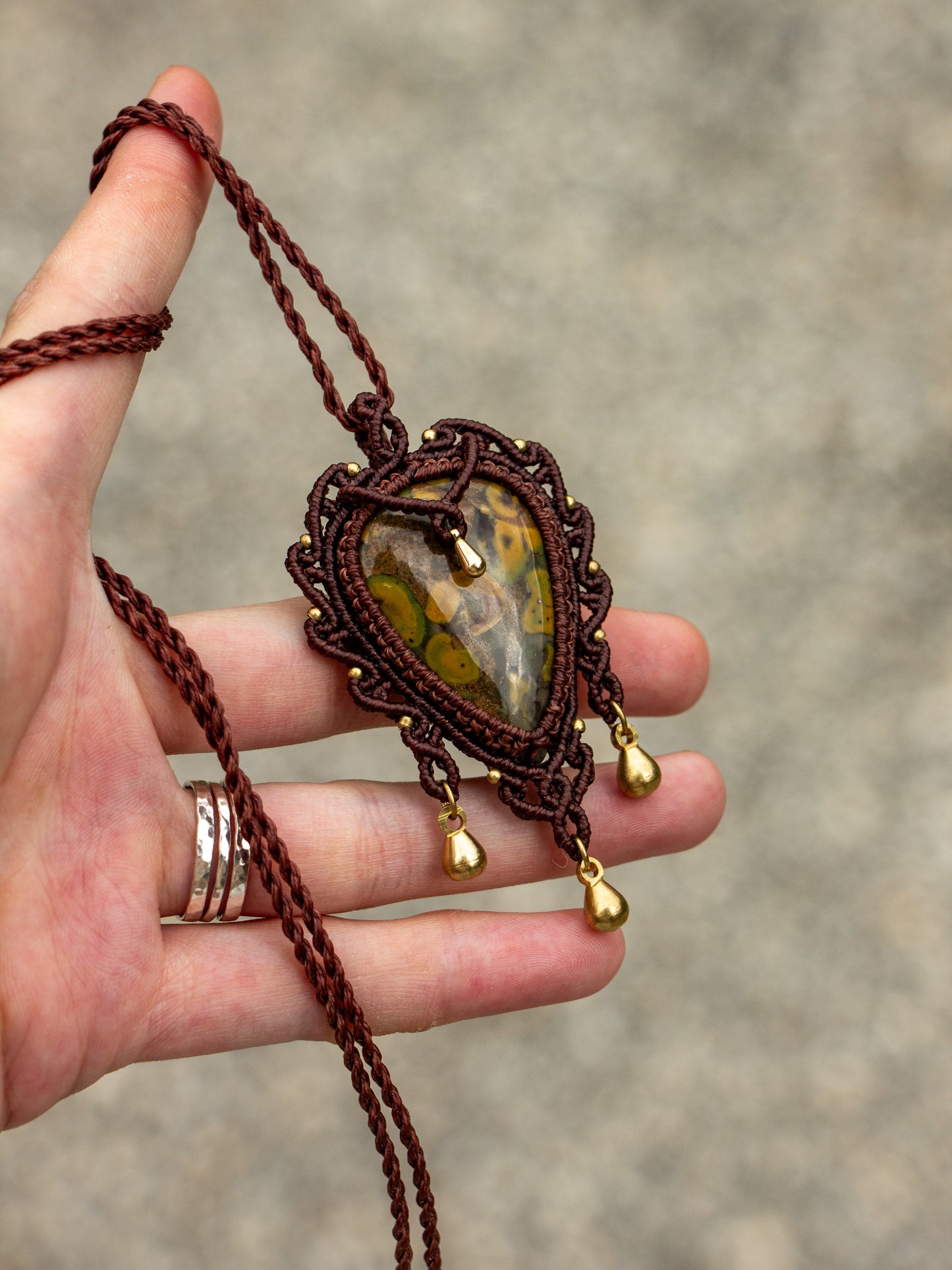 Fruity Jasper macrame necklace