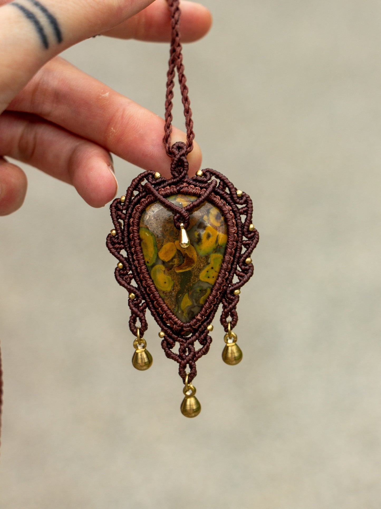 Fruity Jasper macrame necklace