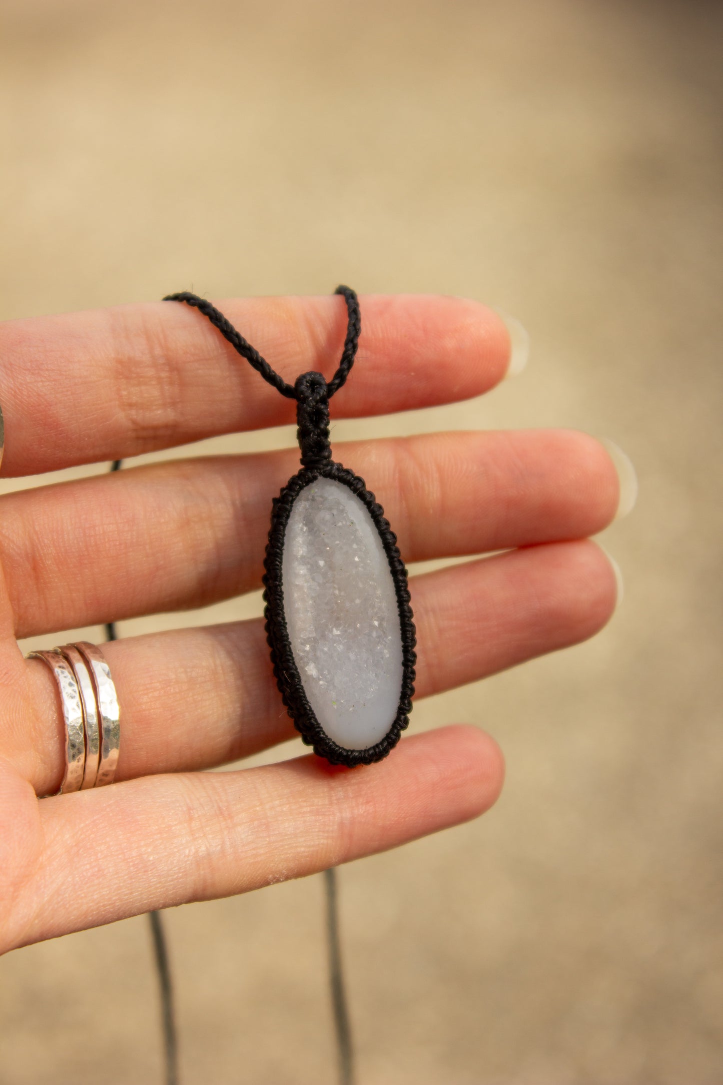 crystal macrame necklace