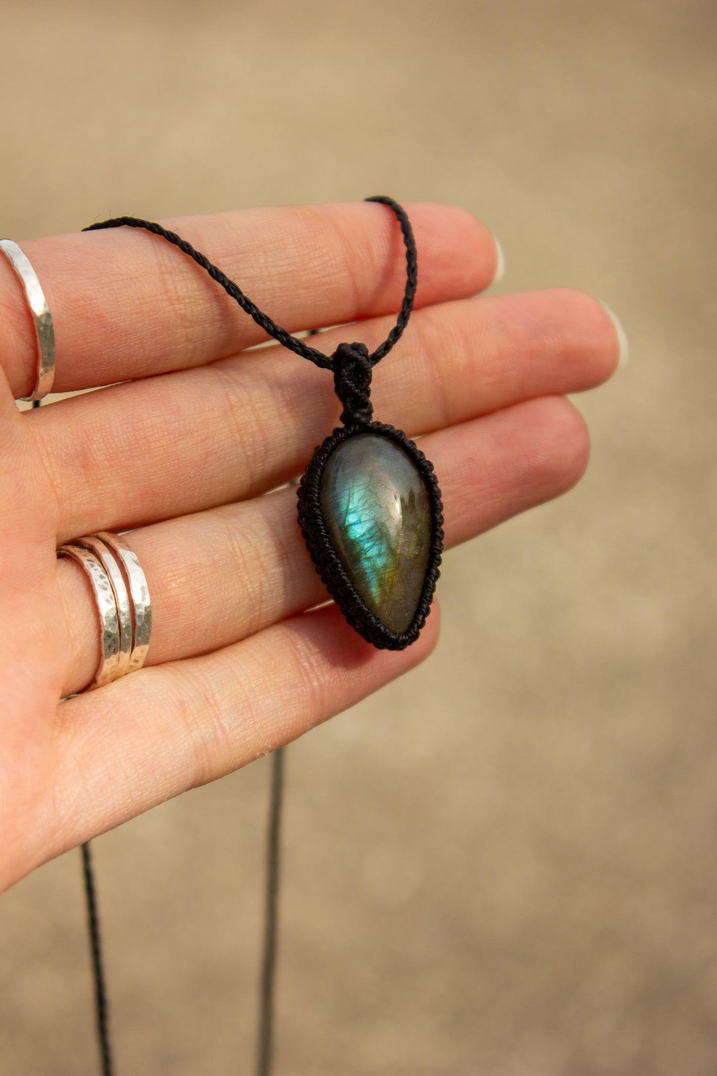 crystal macrame necklace