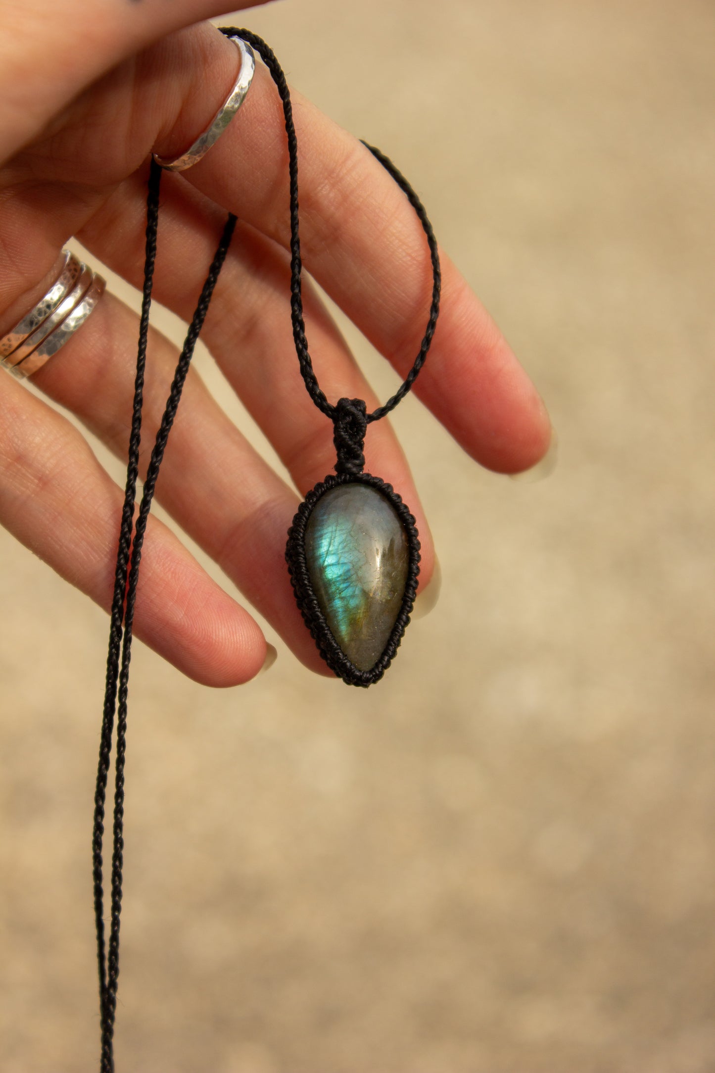 crystal macrame necklace