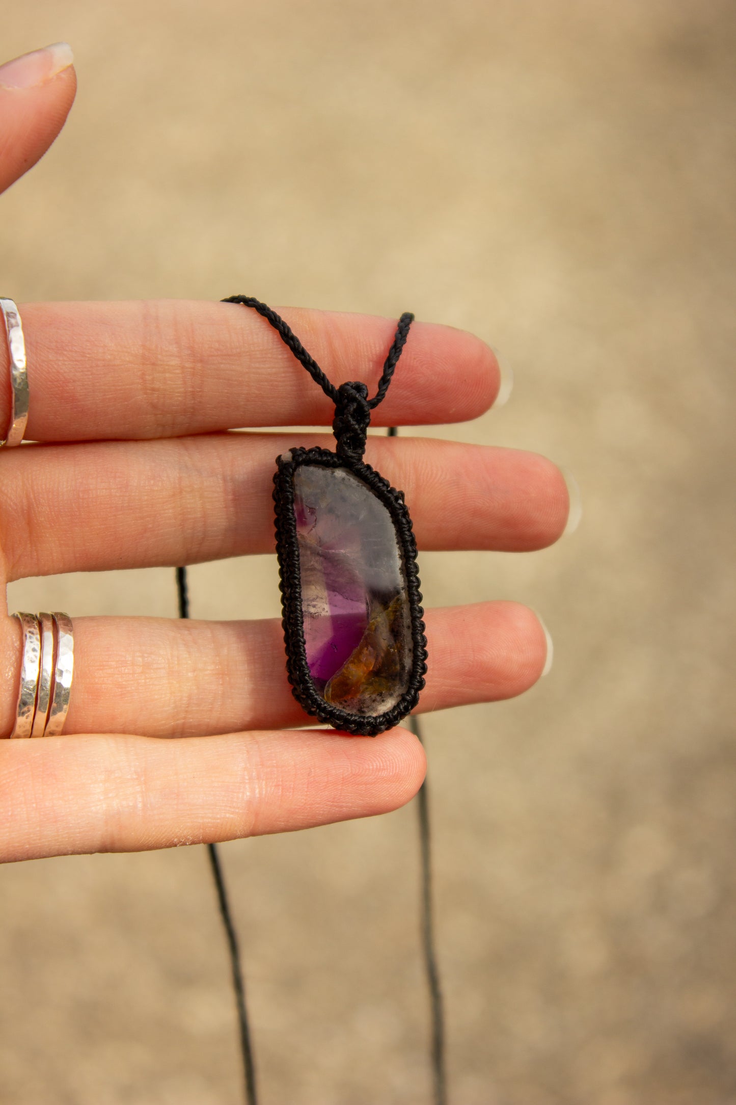 crystal macrame necklace