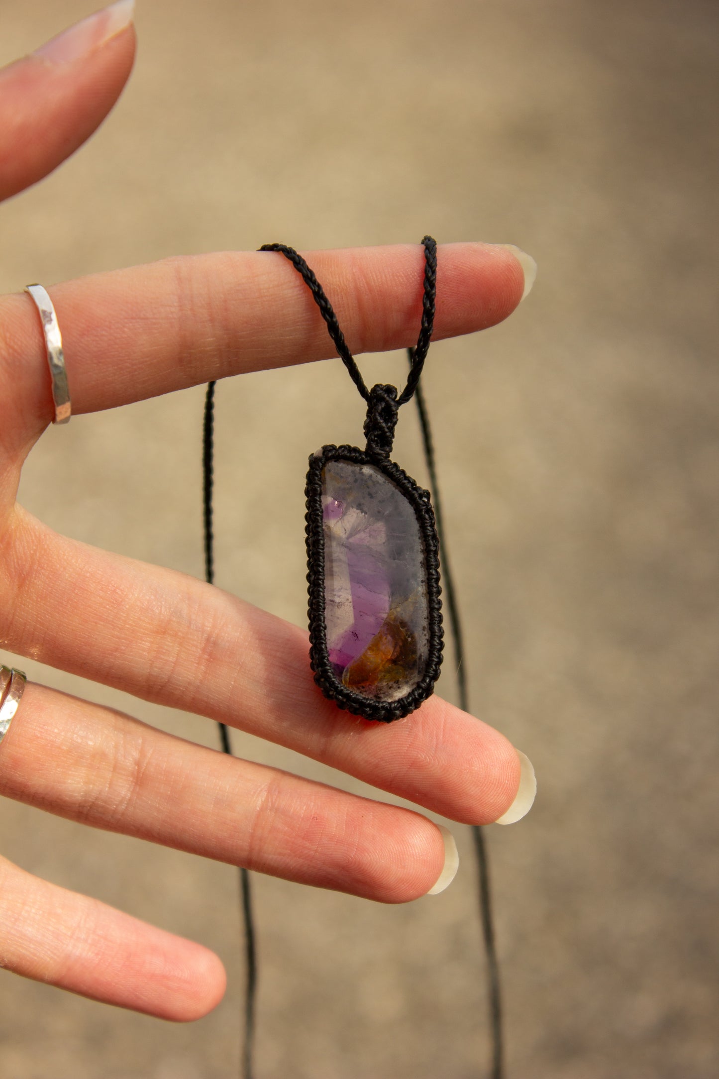 crystal macrame necklace